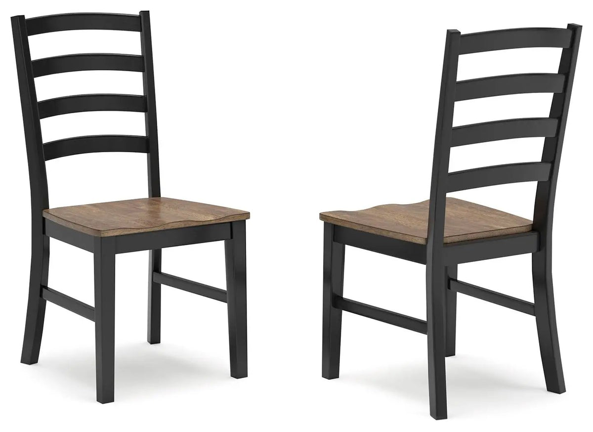 Dining Side Chair | Ladderback Design | Set Of 2 | Brown And Black