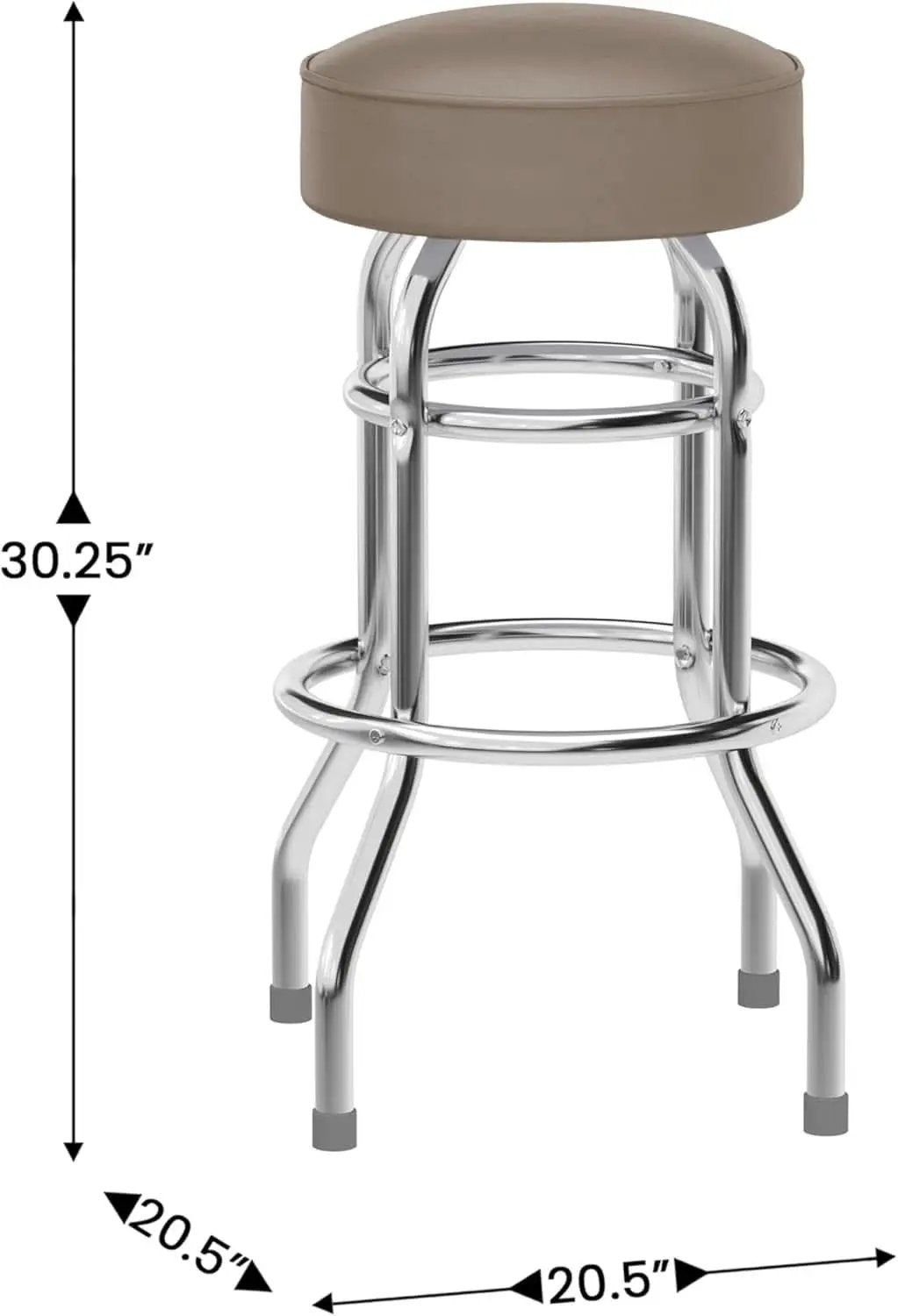 Bruno 2 Pack Chrome Bar Stools Beige Seats Swivel Set from PriceLows™