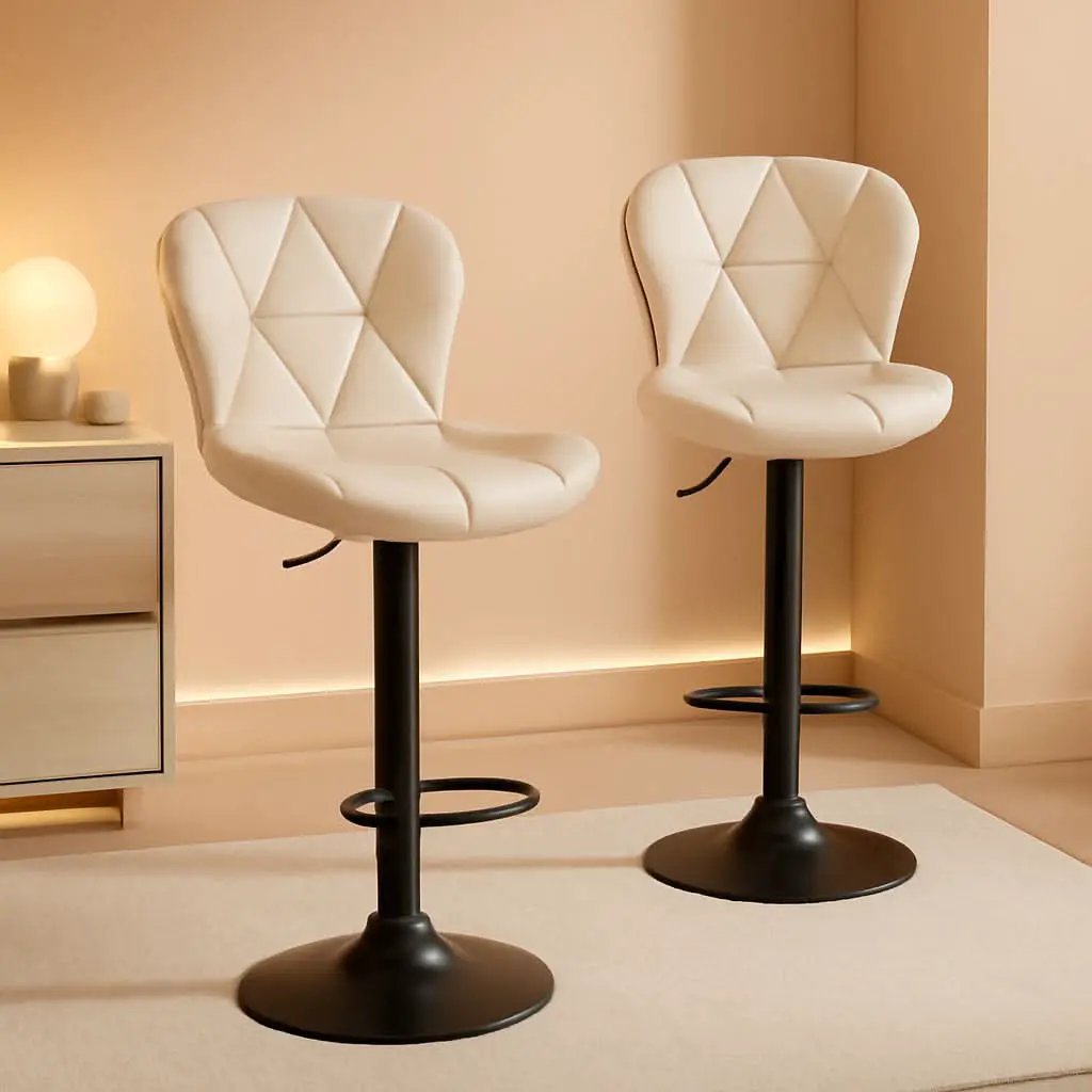 Adjustable Swivel Bar Stools Set of 2 in Khaki Finish from PriceLows™
