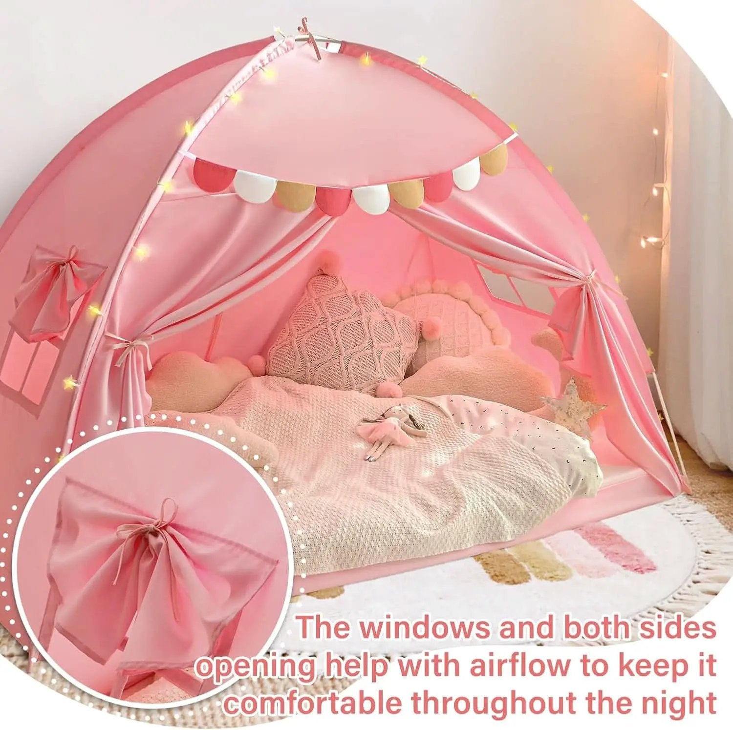 Pink Twin Bed Tent Blackout PrivacyShield Multifunctional from PriceLows™