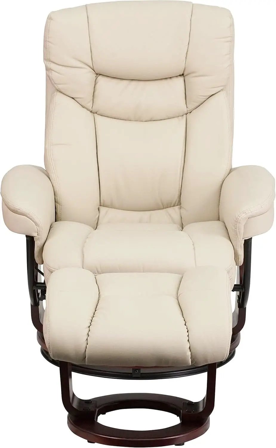 Beige Leathersoft Upholstered Recliner With Ottoman from PriceLows™