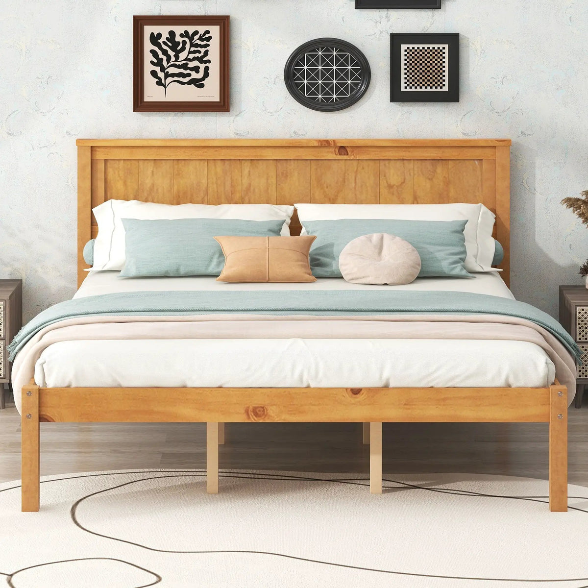 Platform Bed Frame With Headboard | Espresso Finish | Durable Pine Wood