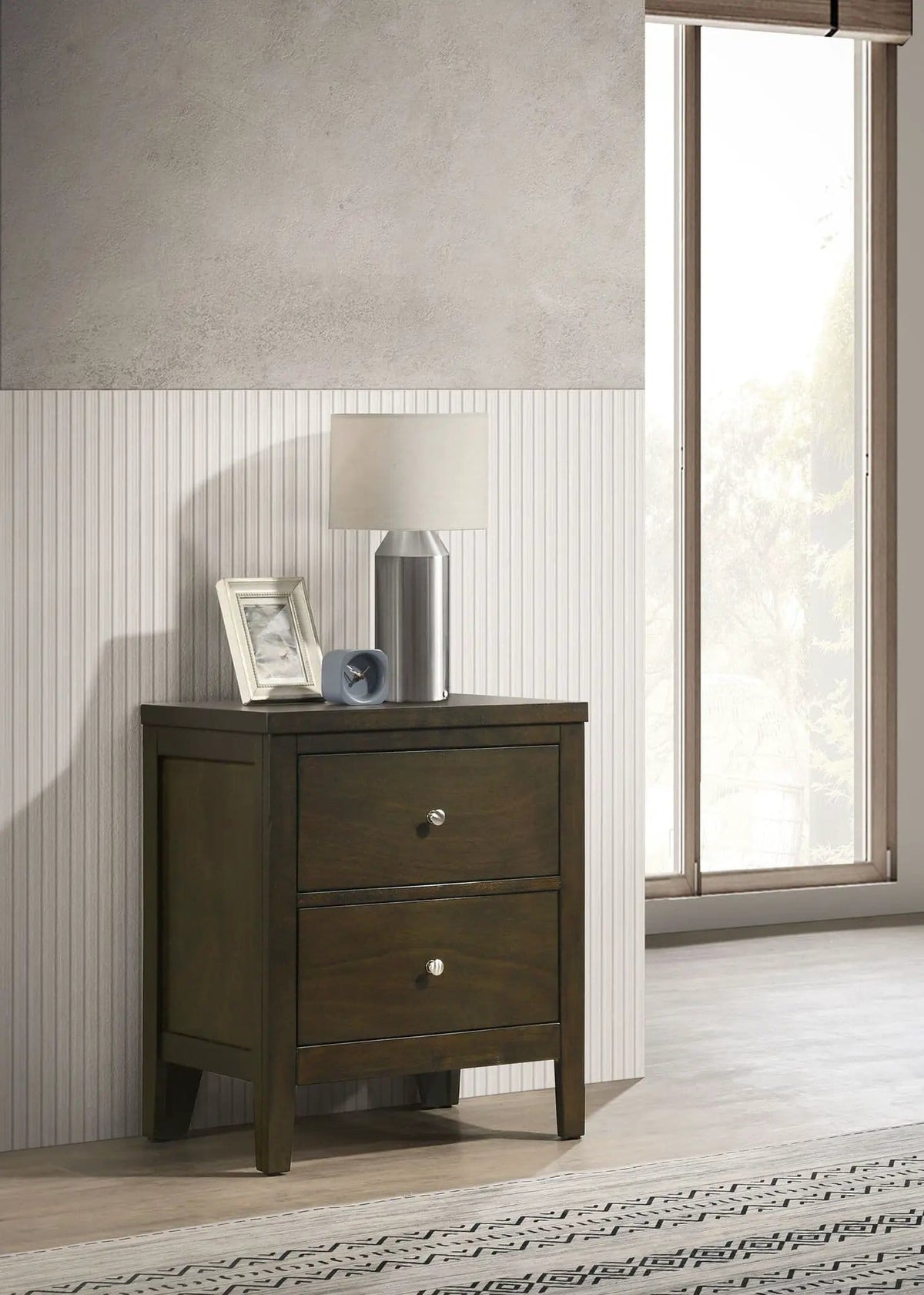 Wilkes 2-drawer Nightstand Bedside Table Dark Cocoa | 21.75 x 15.25 x 26.25 in | Metal | Bedroom