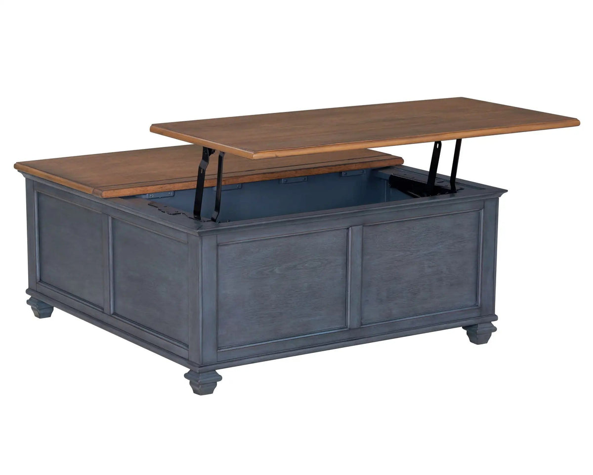 Lift-Top Coffee Table - | 40 x 40 x 18 in | Wood | Blue