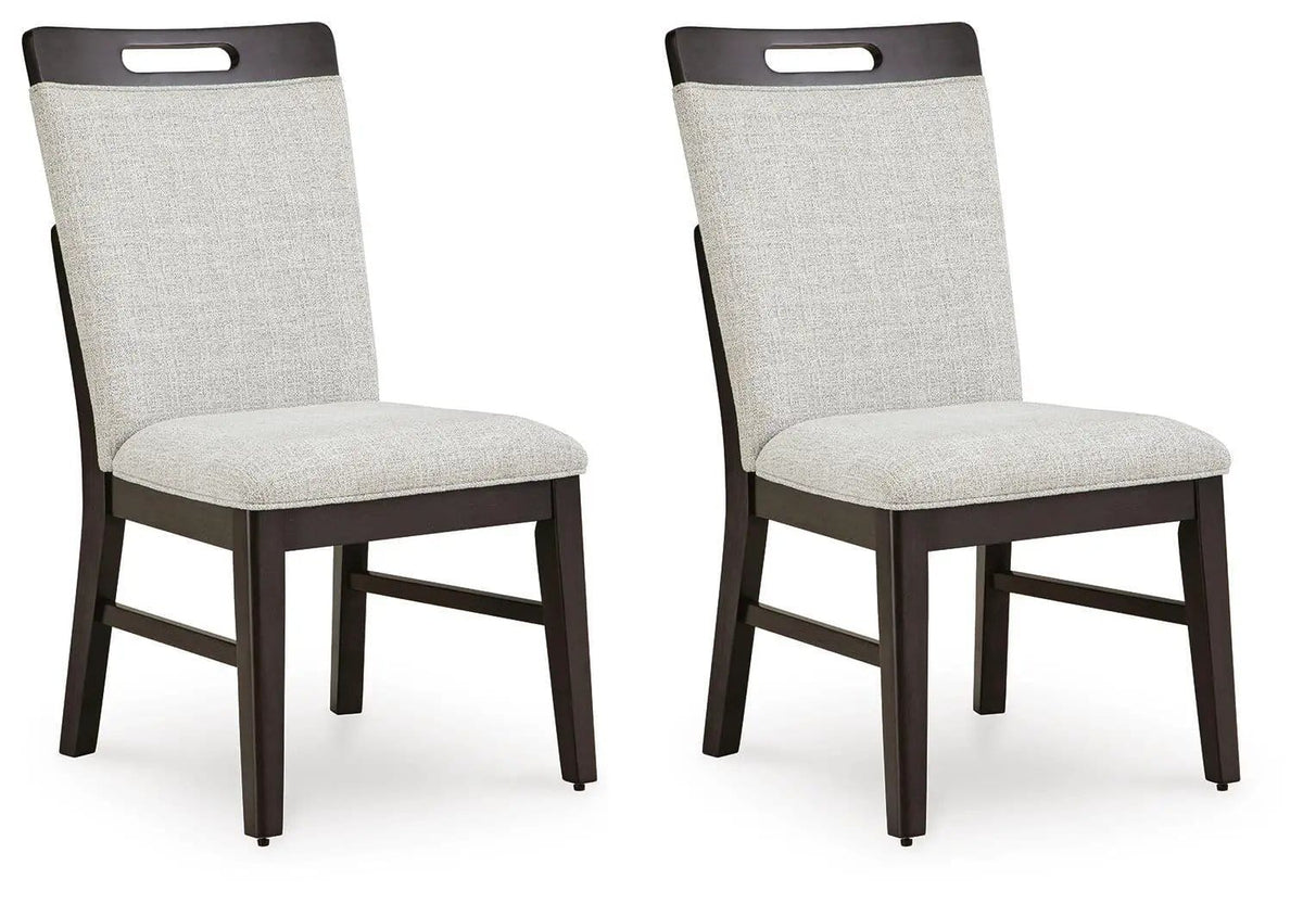 Neymorton Dining Upholstered Side Chair (Set of 2) | 20.25 x 24.5 x 39.38 in | Solid Wood & Fabric | Light Gray / Brown