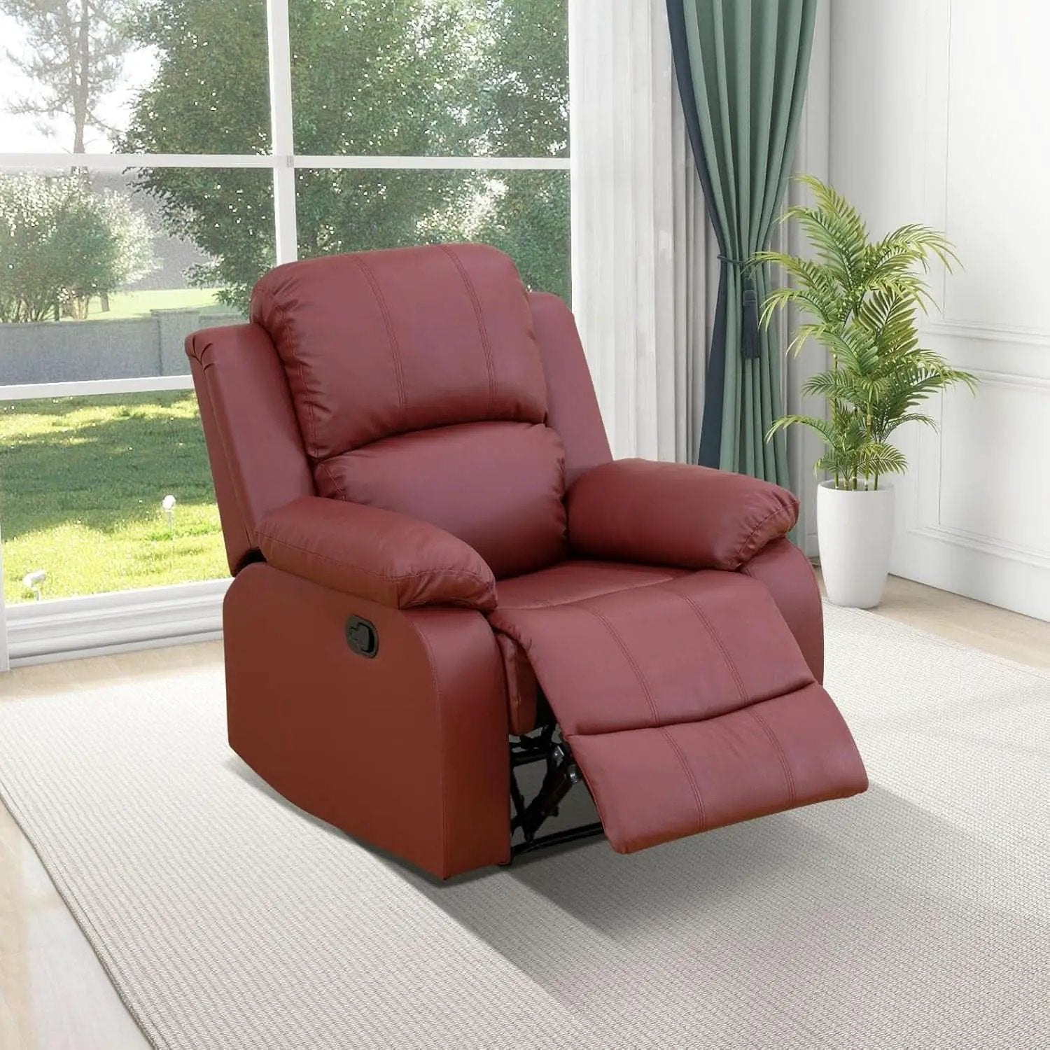 Leather Recliner Sofa Set 3 Piece For Living Room Red from PriceLows™