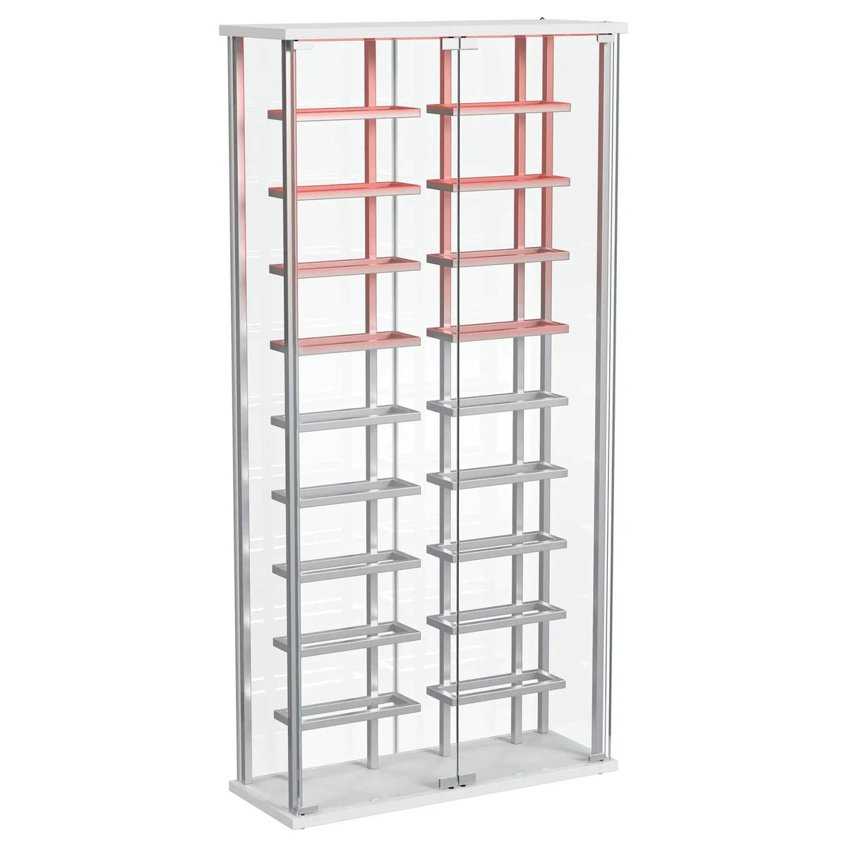 Montara Tempered Glass Wine Storage LED Curio Cabinet Chrome | 31.5 x 11.75 x 64.25 in | Tempered Glass | Home