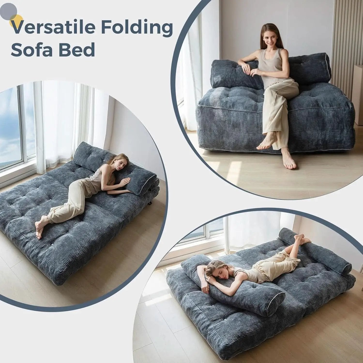 Graphite Grey Foldable SofaBed With Lumbar Support from PriceLows™