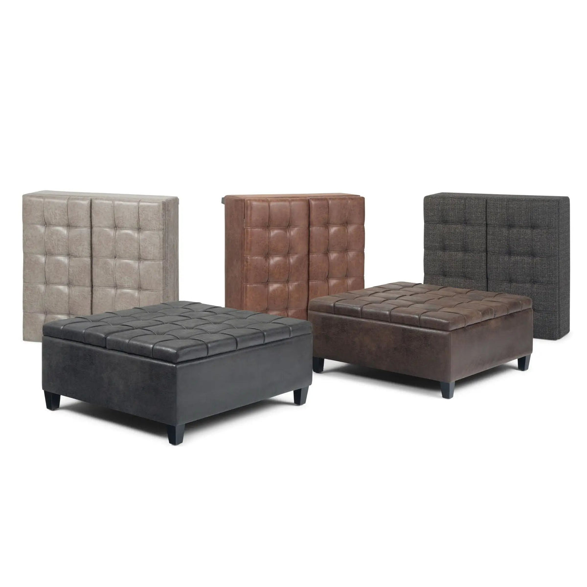 Coffee Table Storage Ottoman | Lift Top Hinge | Solid Wood Base | Large Square