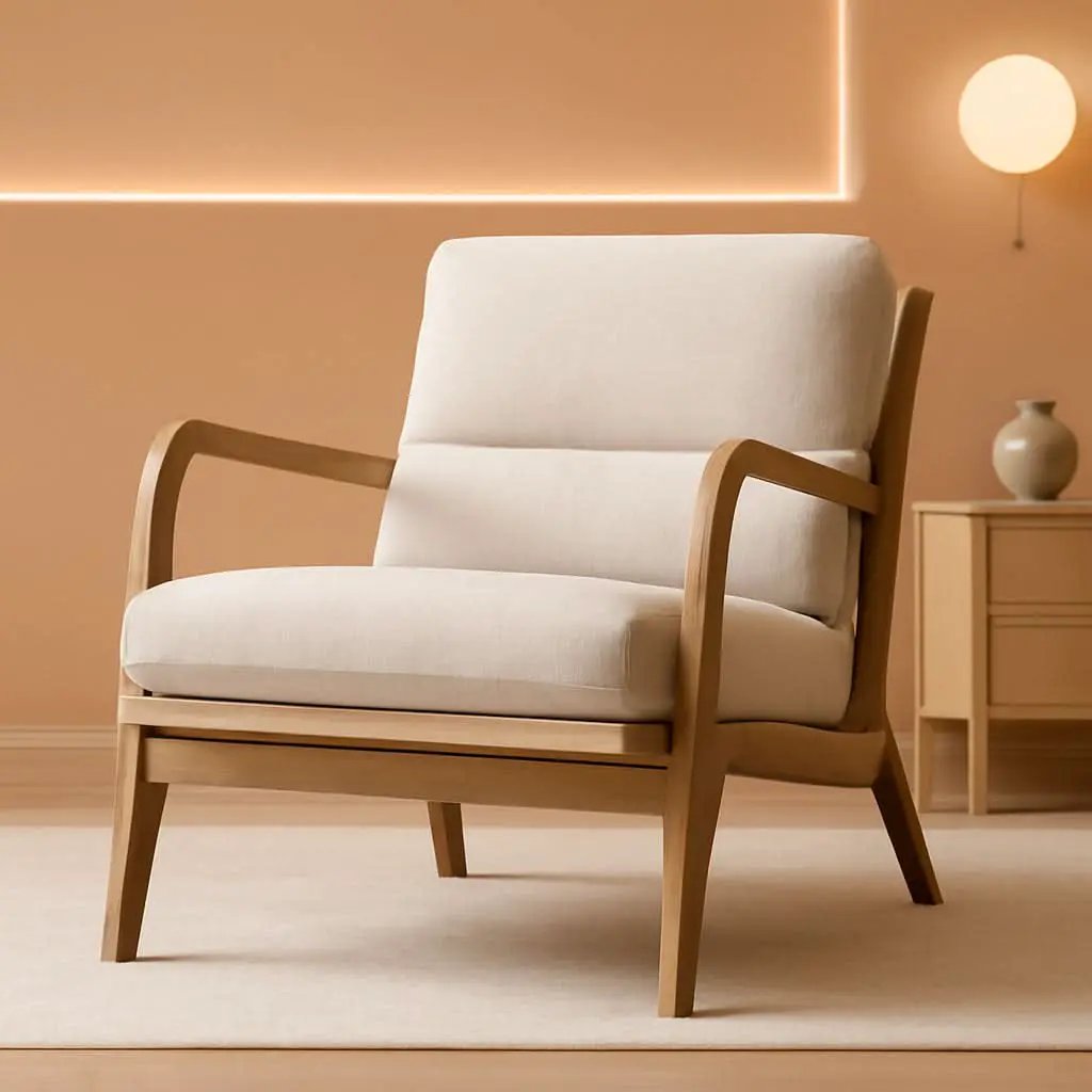 Mid Century Armchair With Premium Velvet Upholstery from PriceLows™