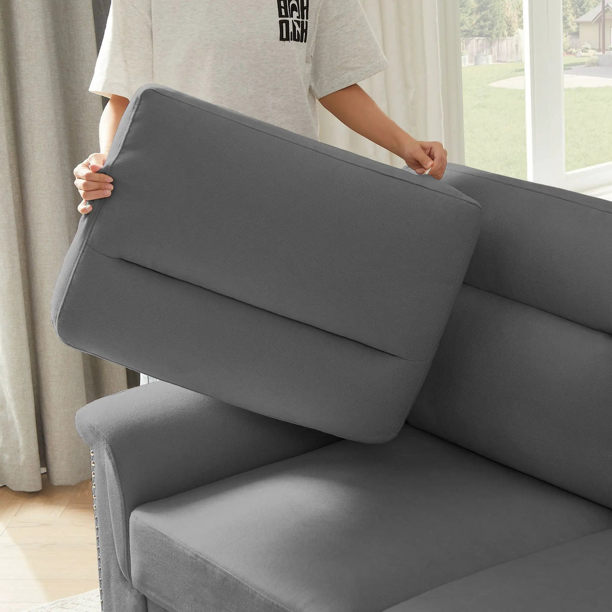 3 Seater Stationary Sofa | High-Density Foam And Spring Pack | 84.2 Inch Length | Solid Structure