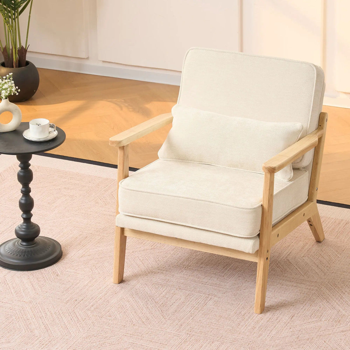 Living Room Chair | Lumbar Pillow | Mid Century Modern | Fabric