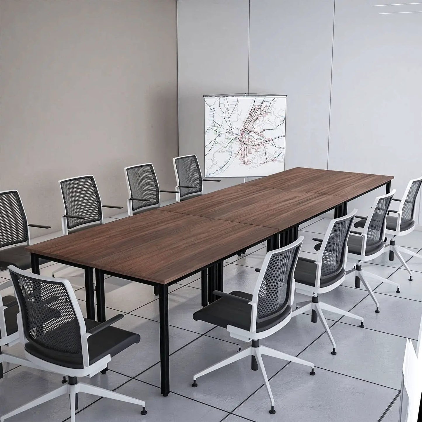 Durable Walnut Brown Conference Table For 14 Seats from PriceLows™
