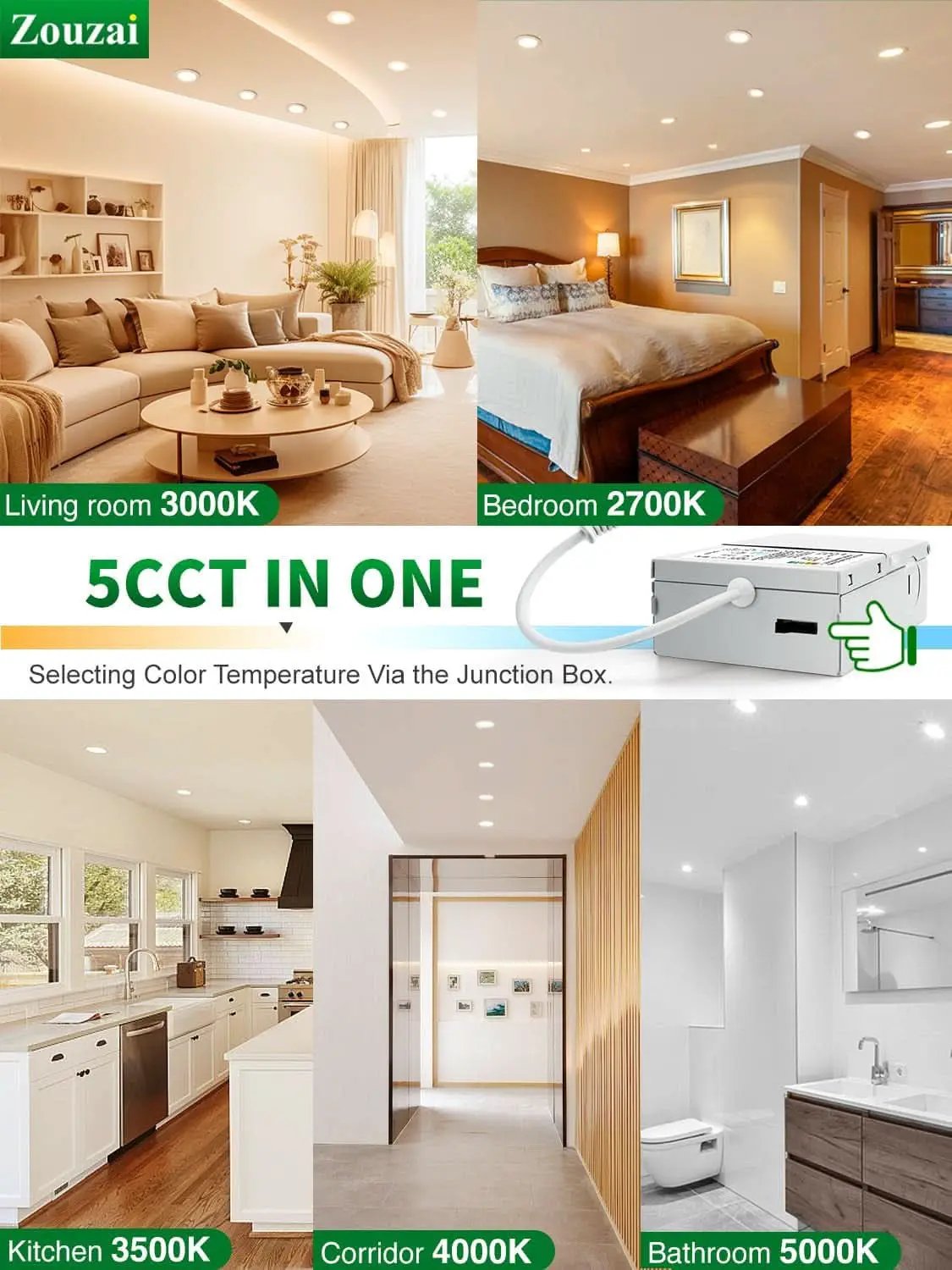 24 Pack 6 Inch LED Recessed Ceiling Light With Junction Box 5CCT Adjustable Dimmable Downlight from PriceLows™