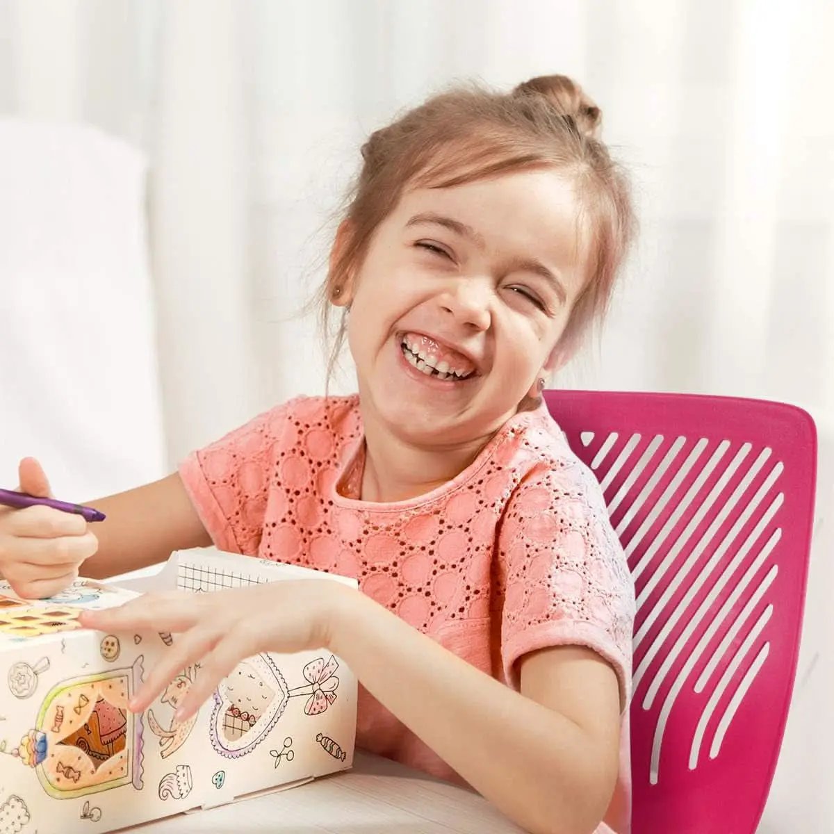 Kids Desk Chair Adjustable Height With Lumbar Support Rose from PriceLows™