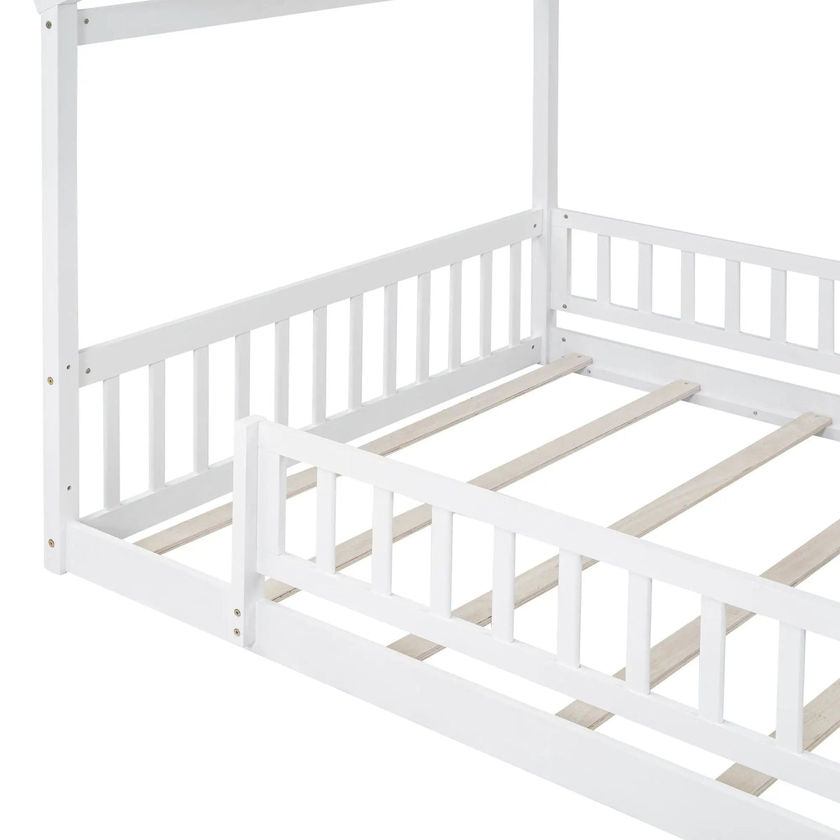 Kids Bed Frame | Playhouse Design | Roof And Fence | Toddler Size