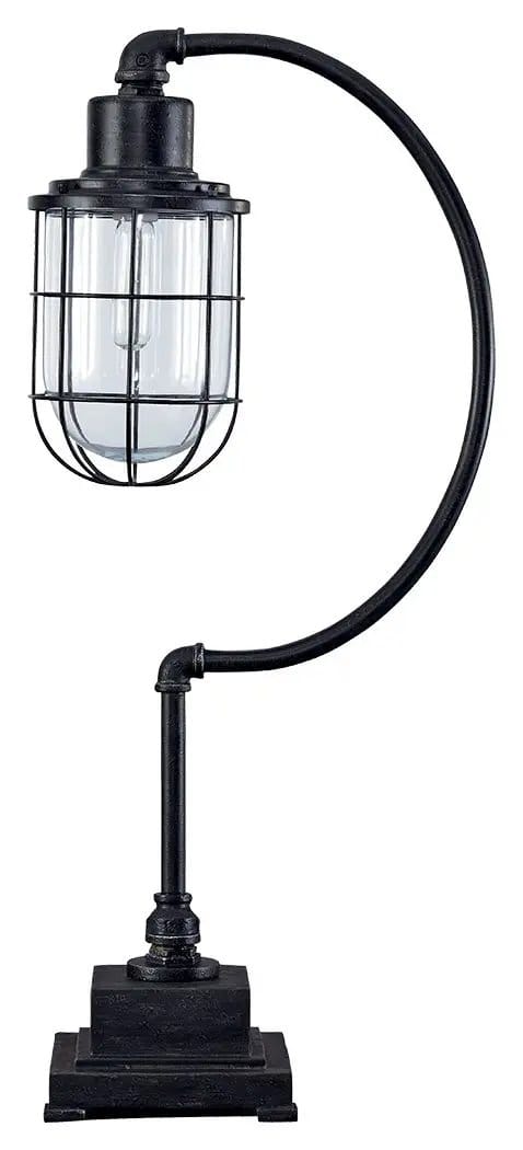 Jae Metal Desk Lamp | 14 x 7.75 x 33.25 in | Glass & Metal | Antique Black