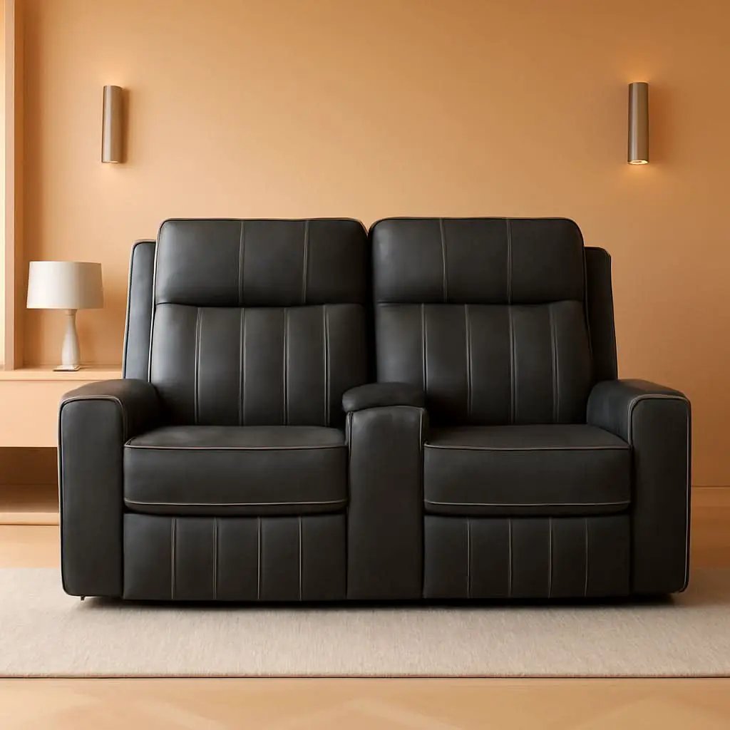 Gray Faux Leather Reclining Loveseat With Manual Recline from PriceLows™