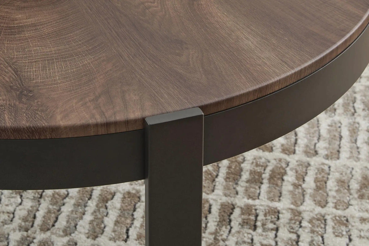 Horizon Hills Occasional Table Set (Set of 3) | 35.25 x 35.25 x 18 in | Metal & Mdf | Brown / Black