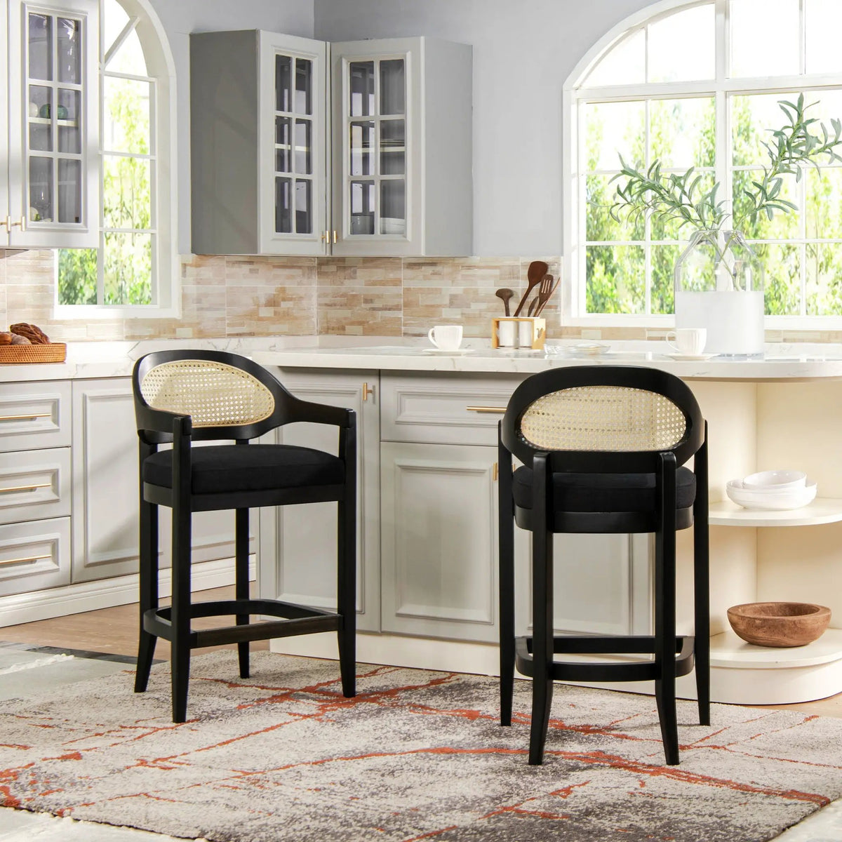 Americana Counter Stool | Mid-Century Modern | Cane Back | Kiln-Dried Wood Frame