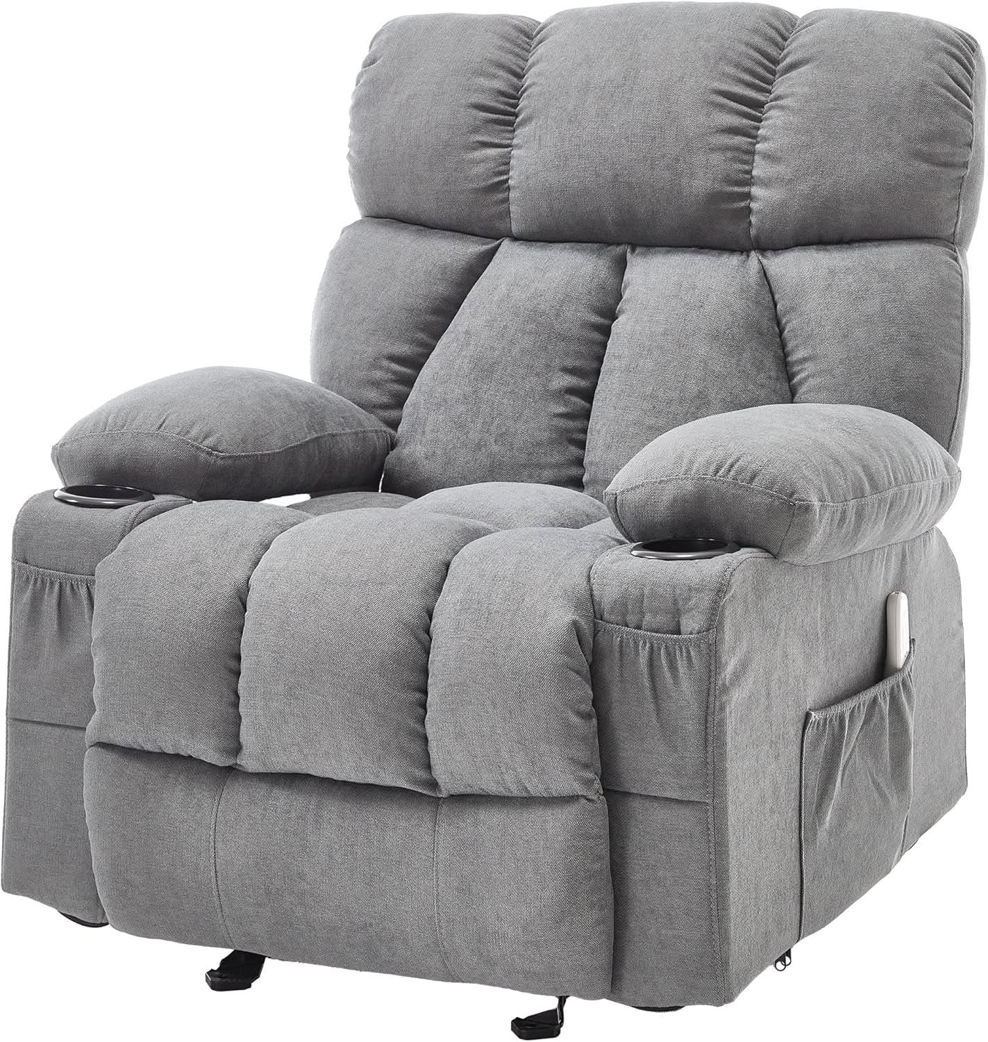 Massage Rocker Recliner Chair With Heat And Vibration Grey from PriceLows™