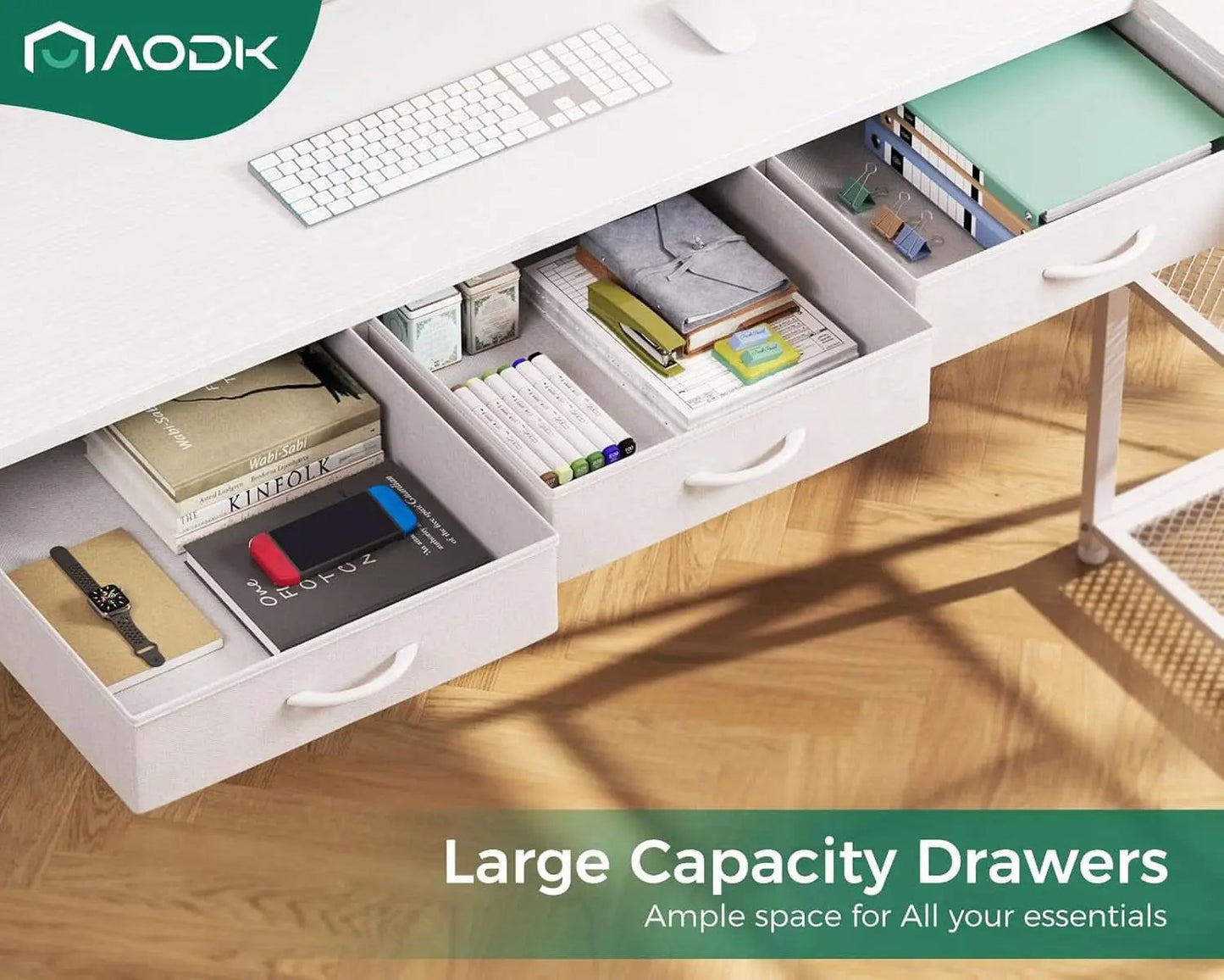 53In LShaped Computer Desk With Power Outlets Home Office from PriceLows™