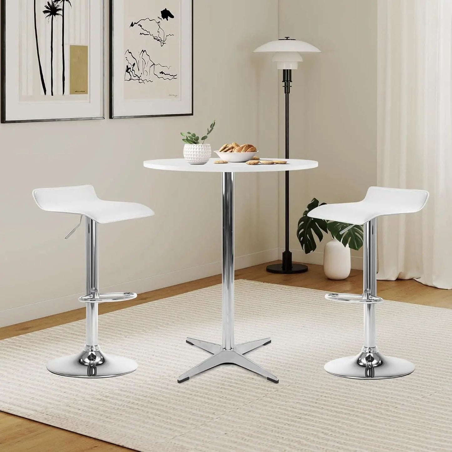 White Round Pub Table With Sturdy Crossbase 39 Inches from PriceLows™