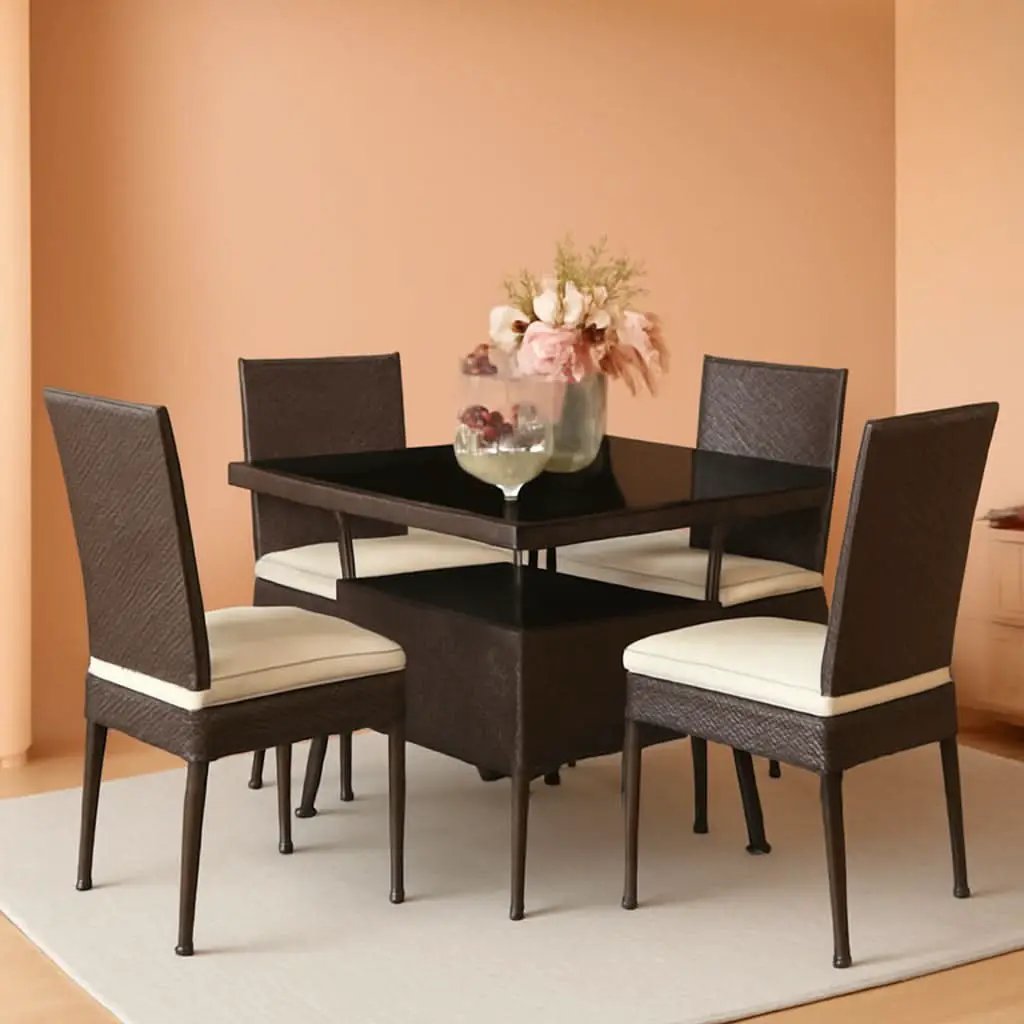 5 Piece Outdoor Patio Wicker Dining Set With Tempered Glass Table from PriceLows™