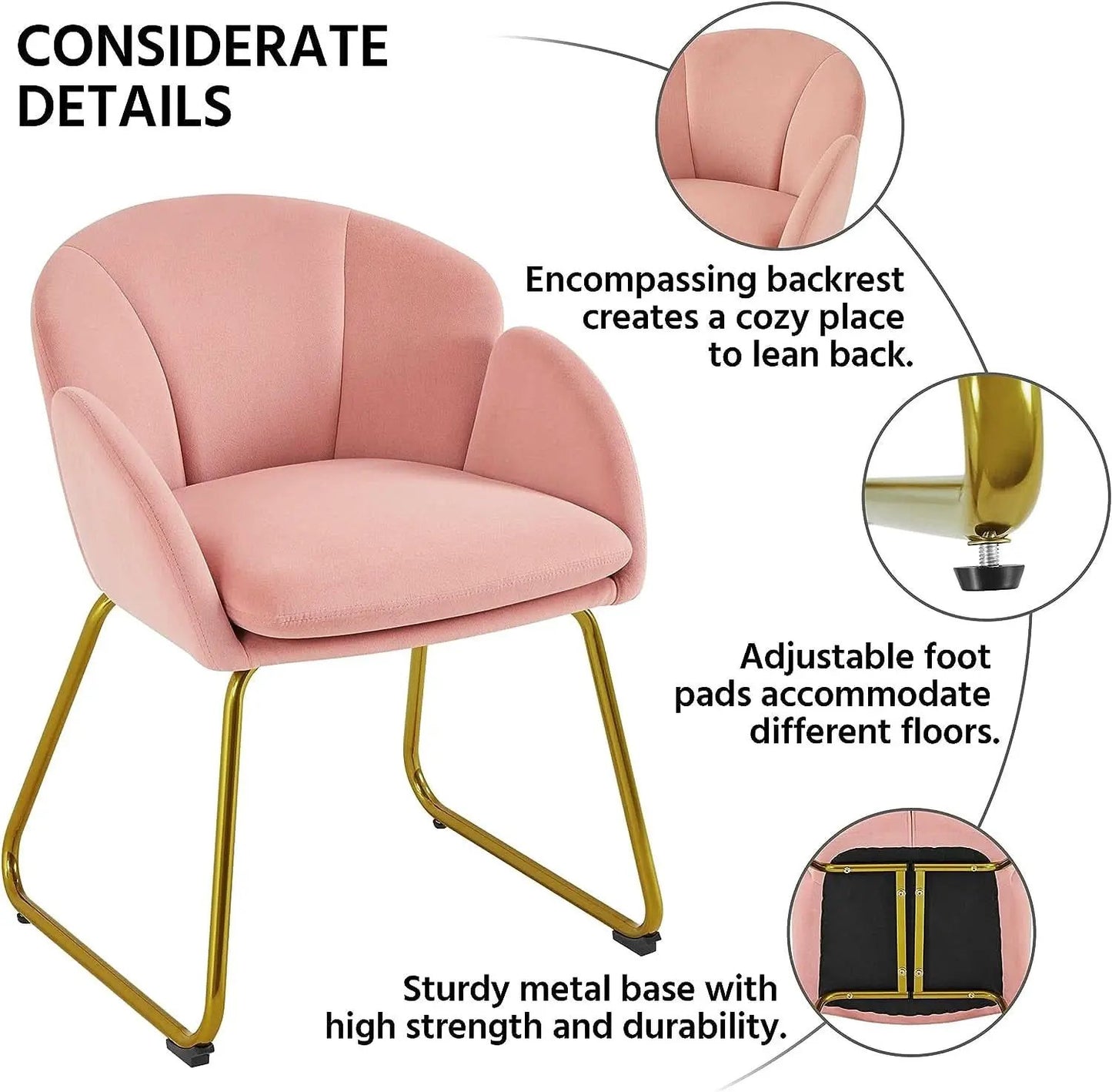 Pink Velvet Flower Armchair With Gold Legs Living Room from PriceLows™