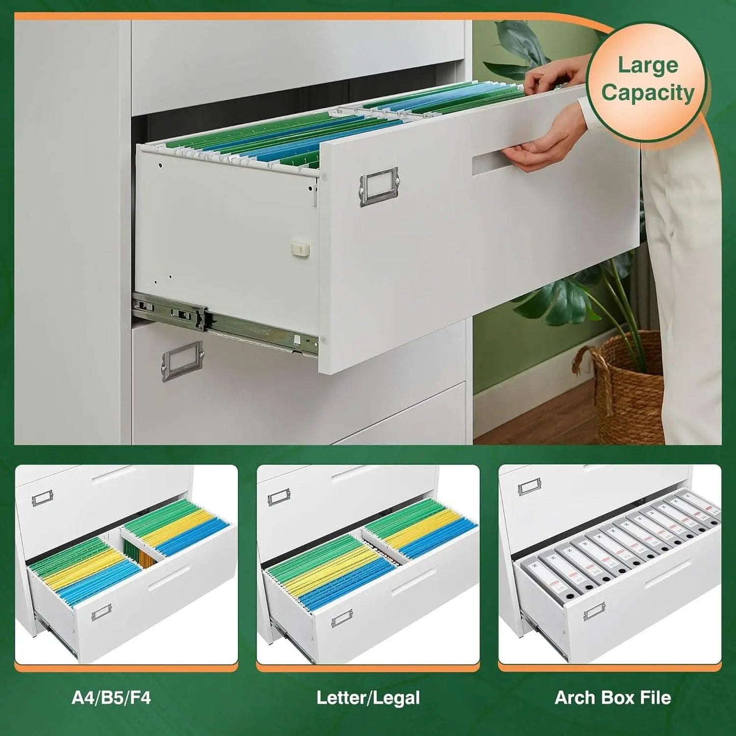 4 Drawer File Cabinet With Lock White Metal Lateral Filing from PriceLows™