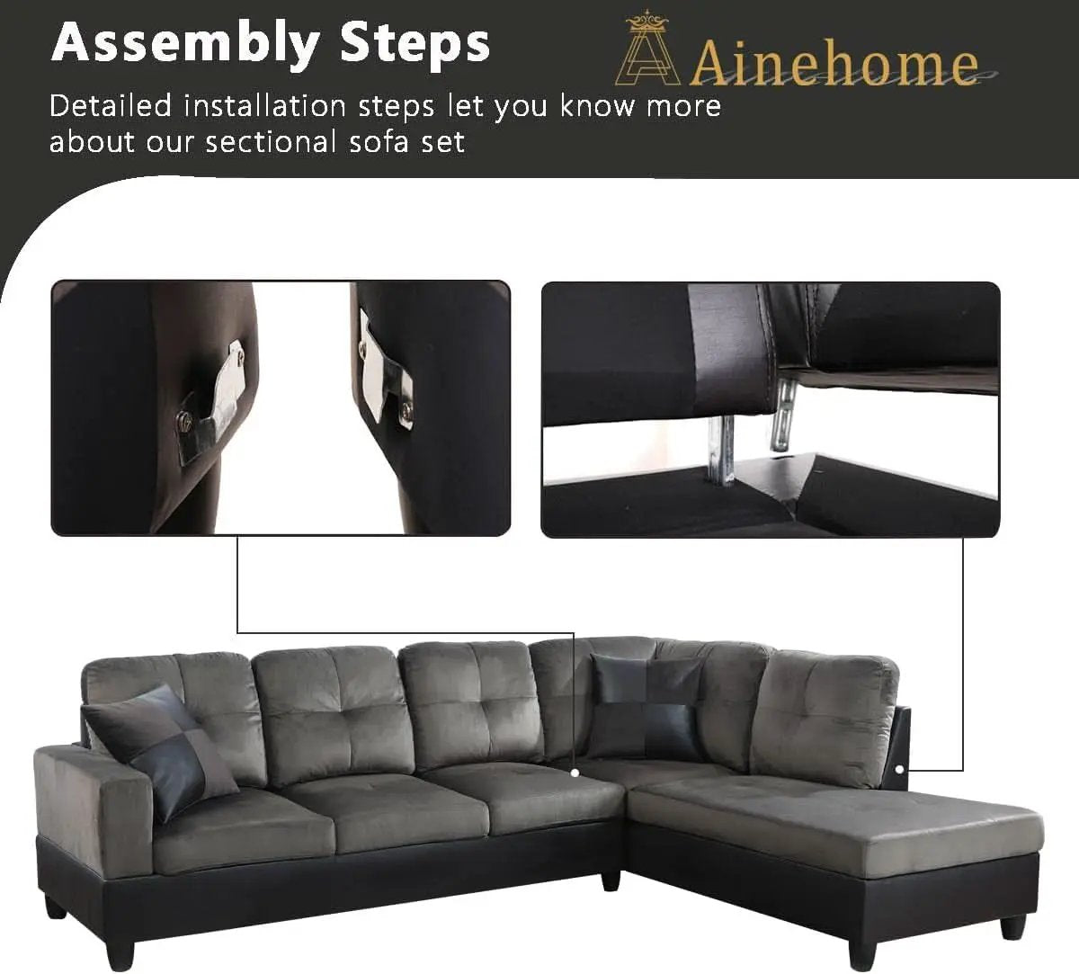 Two Piece L Shape Sectional Sofa Set With Chaise In Taupe Microfiber Right Hand Facing Living Room Furniture from PriceLows™