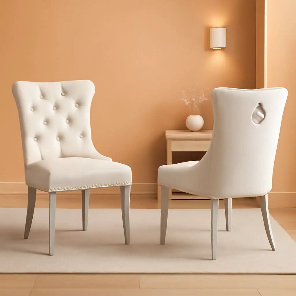 Velvet Dining Chairs Set Of 2 Beige Tufted Upholstered from PriceLows™