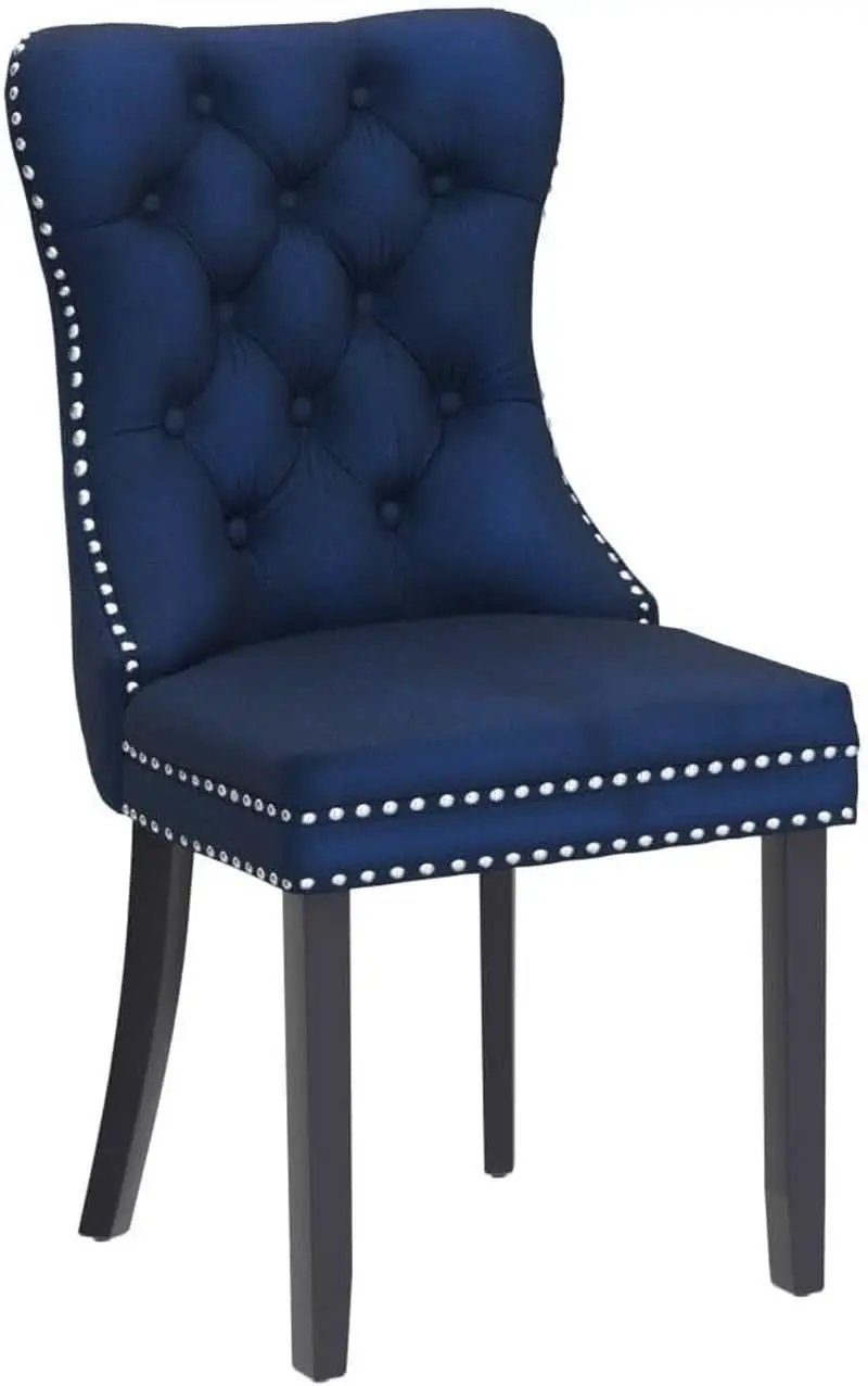 Navy Velvet Wingback Dining Chairs Set Of 4 Modern from PriceLows™
