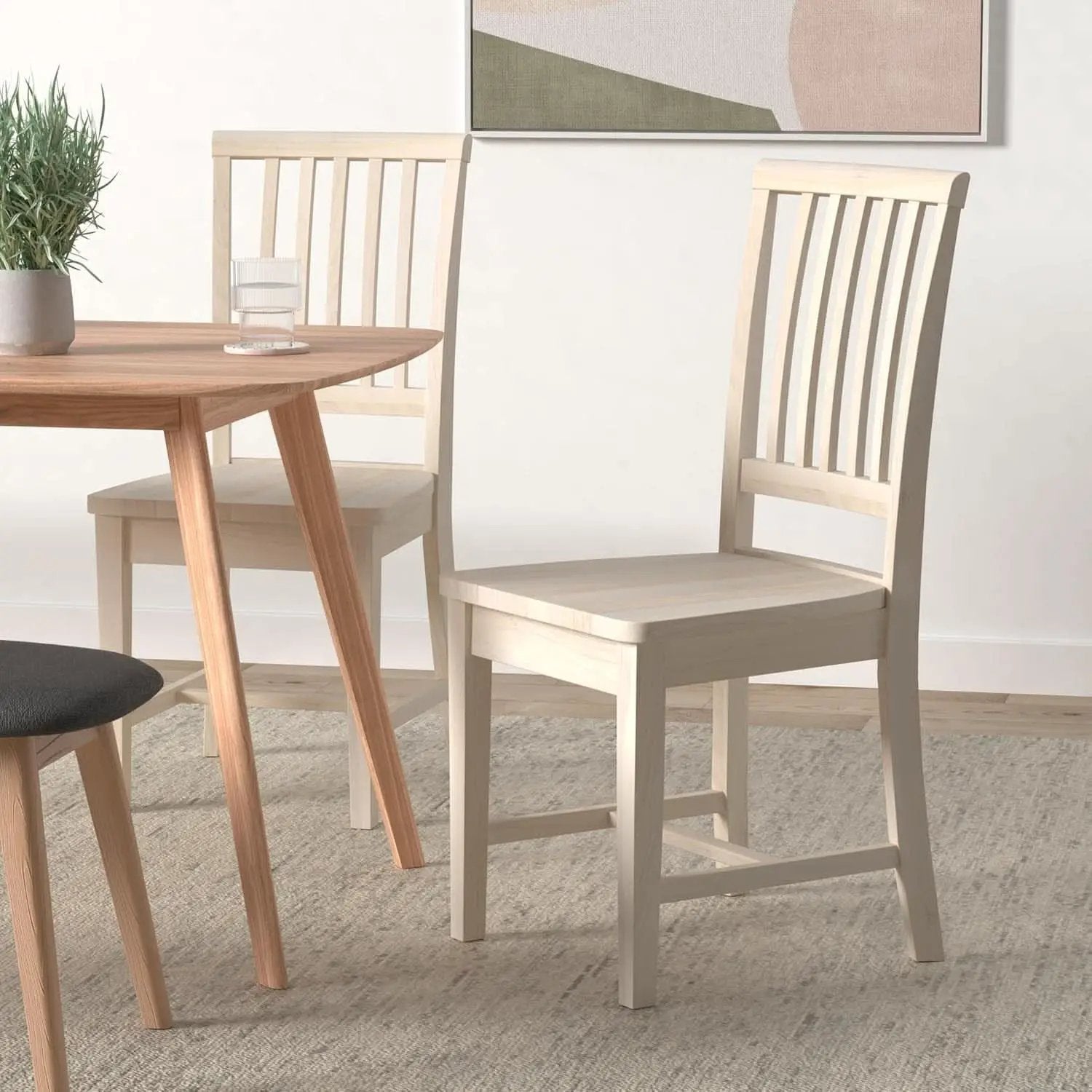 Mission Side Dining Chairs Set Of 2 Solid Parawood Unfinished 39.2 Inch Height from PriceLows™