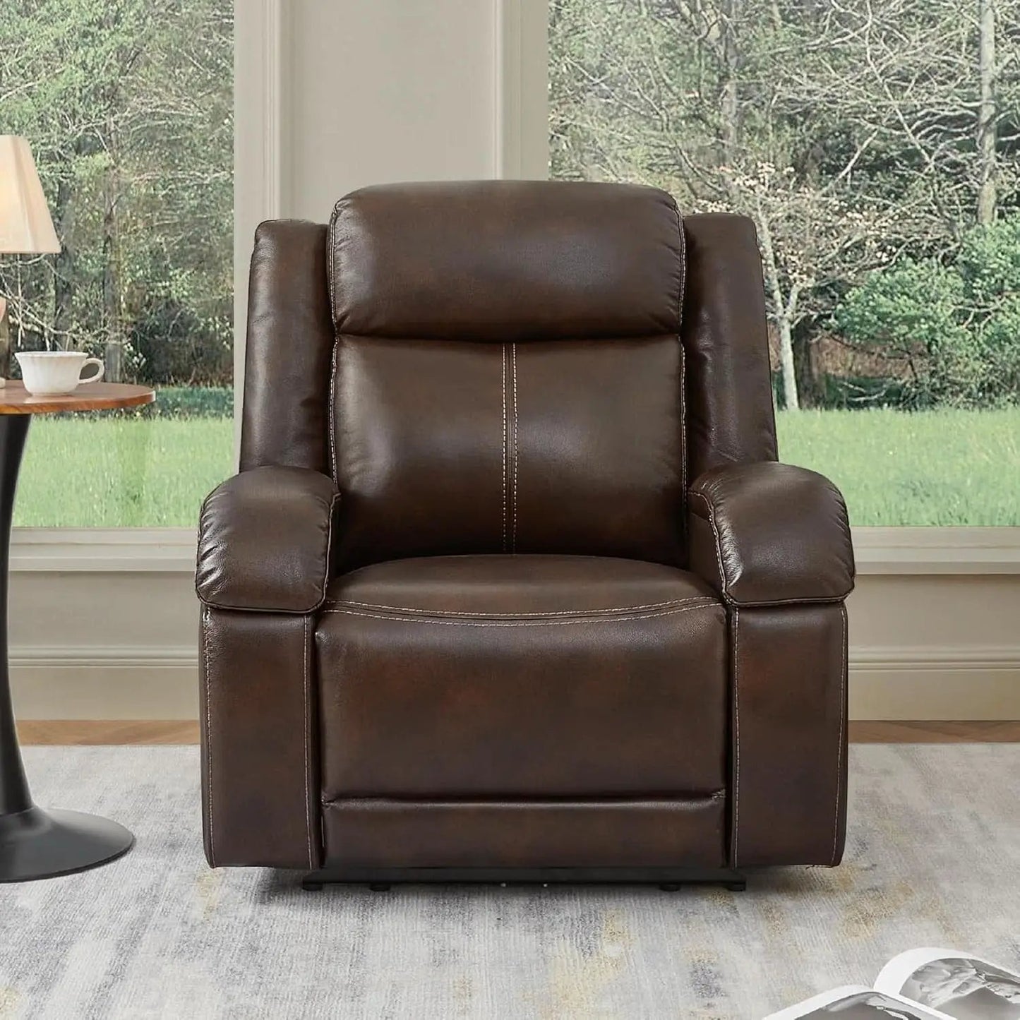 Dark Brown Leather Power Recliner Chair With Power Headrest from PriceLows™