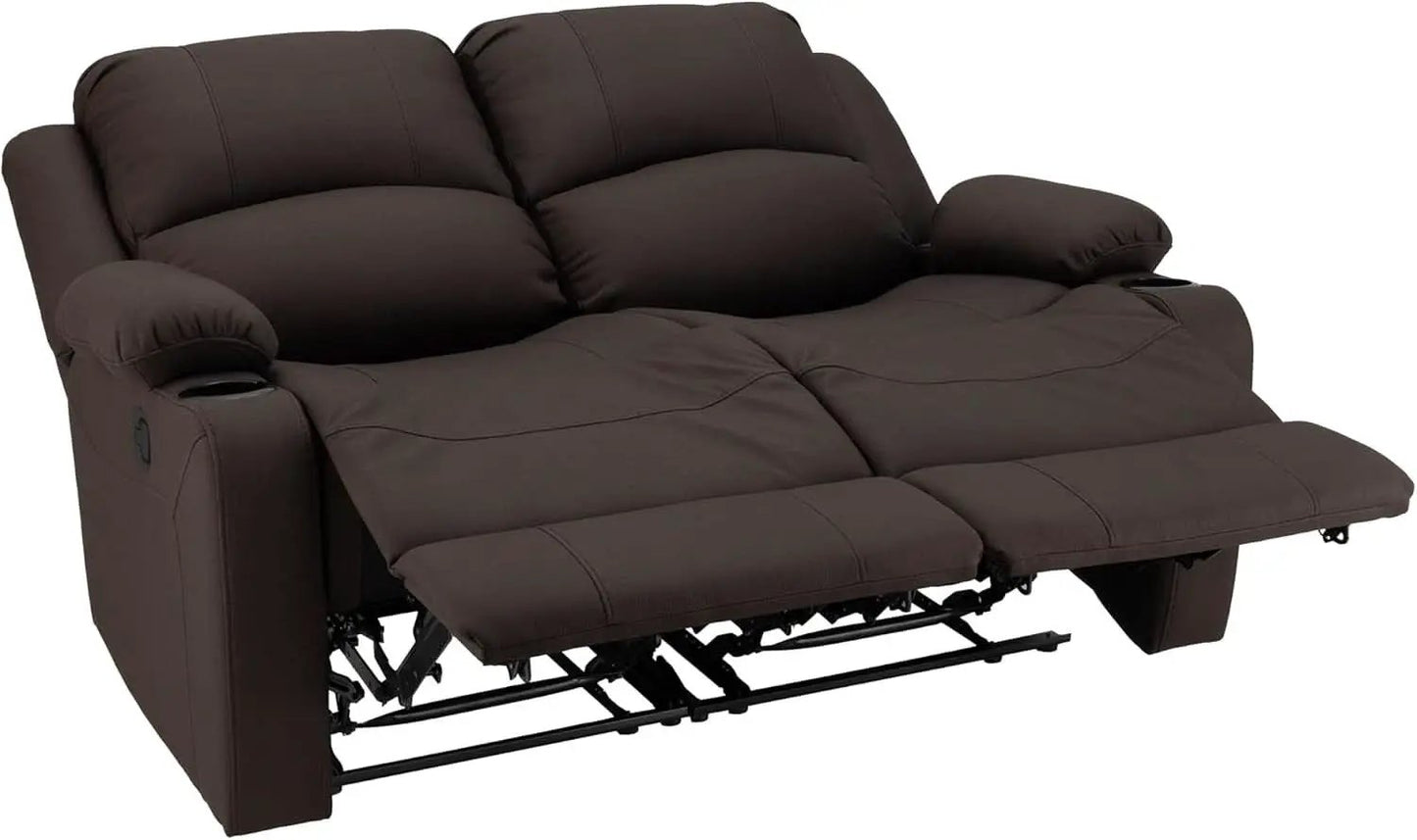 58 Inch Double Wall Hugger Theater Recliner Sofa, Chocolate from PriceLows™