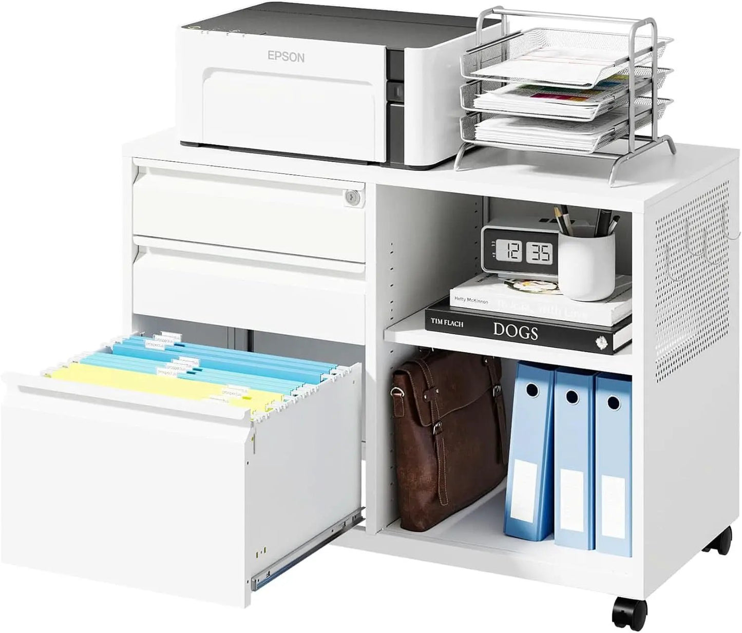 White Locking 3 Drawer File Cabinet For Home Office from PriceLows™