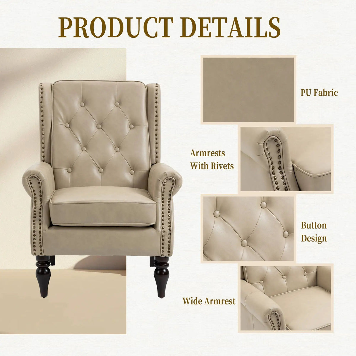 Modern Accent Armchair | Rubber Wood Legs | High Resilience Foam