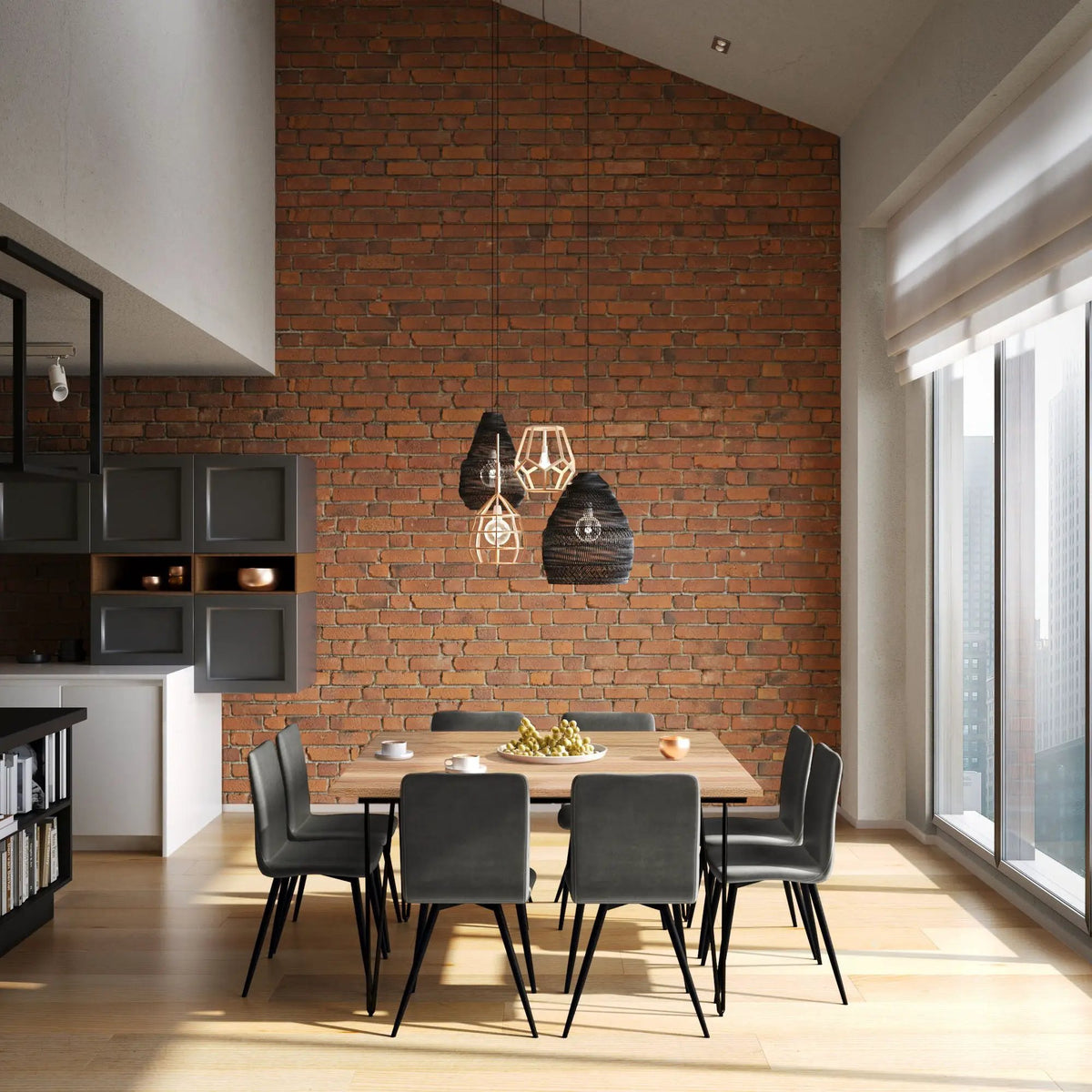 Hunter Dining Table | 66 Inch Width | Solid Mango Wood Top | Hairpin-Style Iron Base