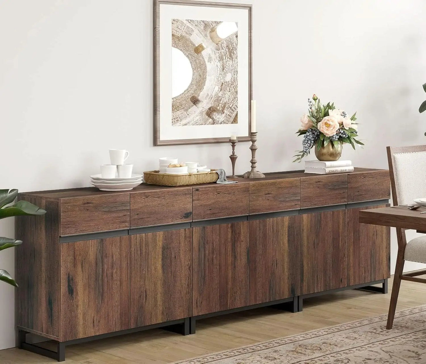Brown 3 in 1 Sideboard Buffet Cabinet With Adjustable Shelf from PriceLows™
