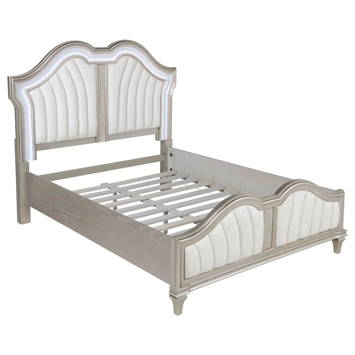 Evangeline 4-piece Queen Bedroom Set Silver | 4-Piece Set | Chenille | Oak