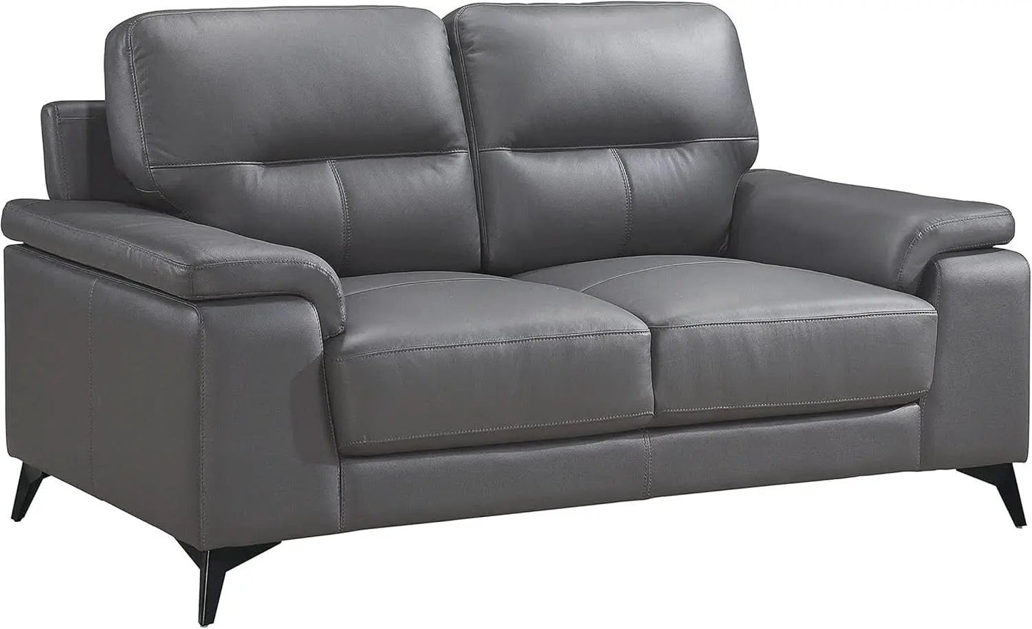 Top Grain Leather Two Piece Living Room Sofa Set Dark Gray from PriceLows™