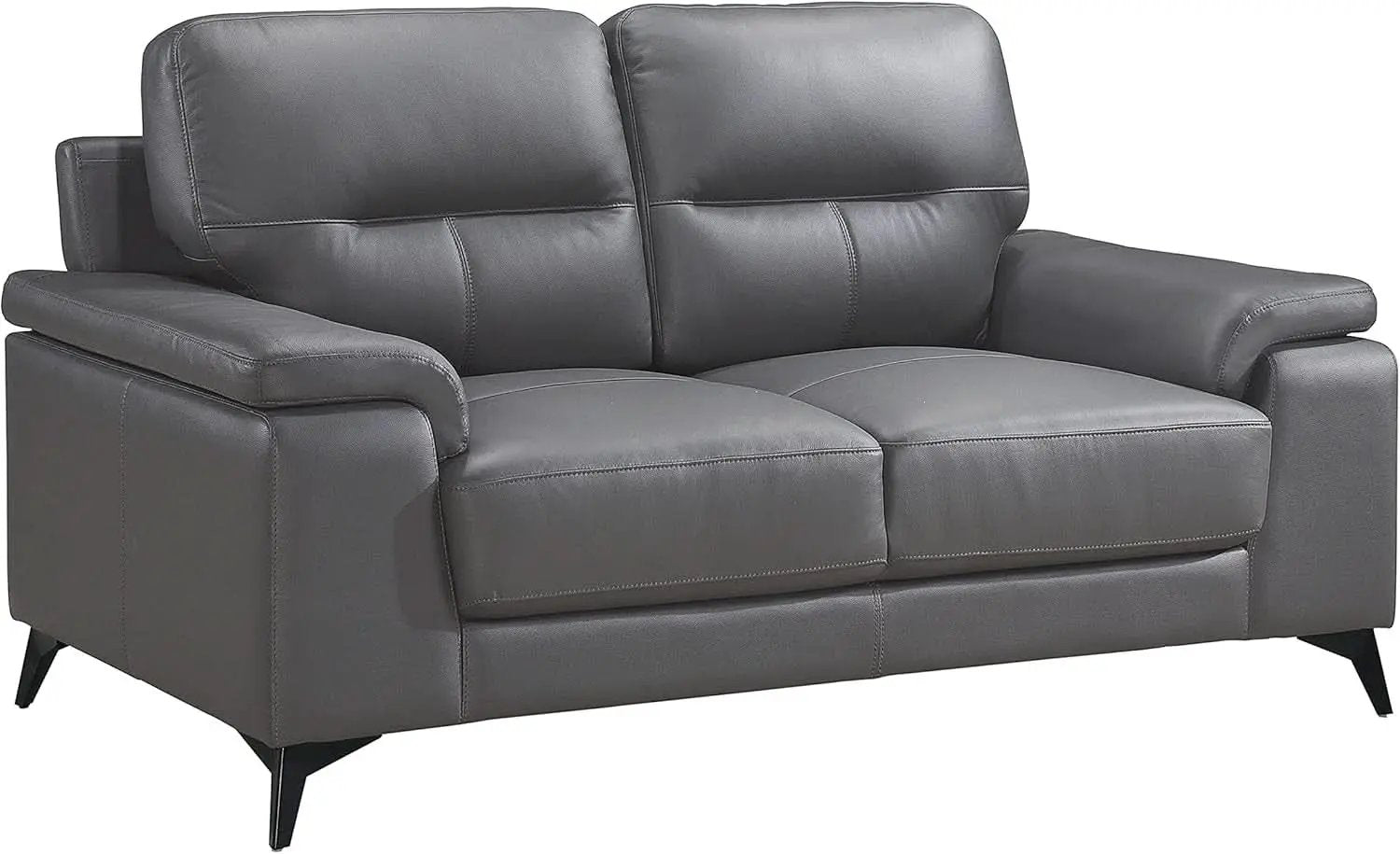Top Grain Leather Two Piece Living Room Sofa Set Dark Gray from PriceLows™