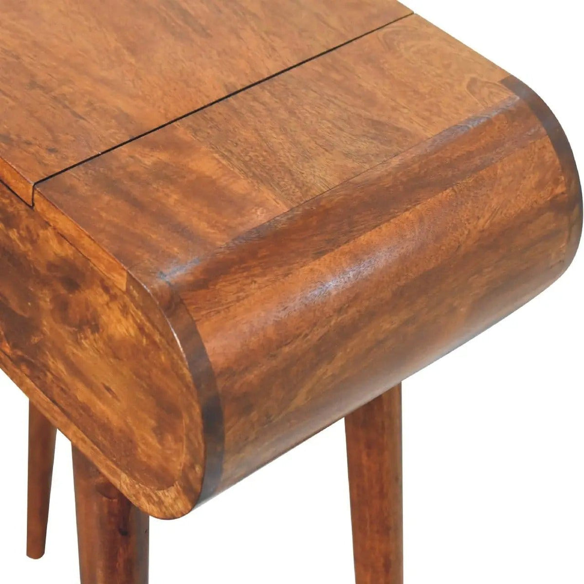 Mini Round Fold Vanity Chestnut | 27.56 x 13.78 x 31.1 in | Mango Wood | Bathroom