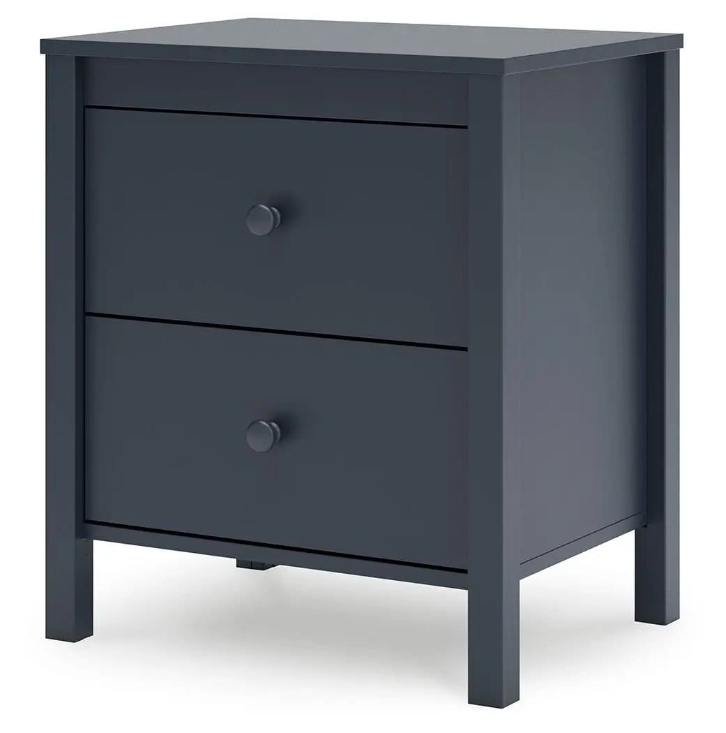 Simmenfort Two Drawer Night Stand Nightstand | 21.34 x 15.94 x 24.37 in | Engineered Wood & Mdf | Navy Blue