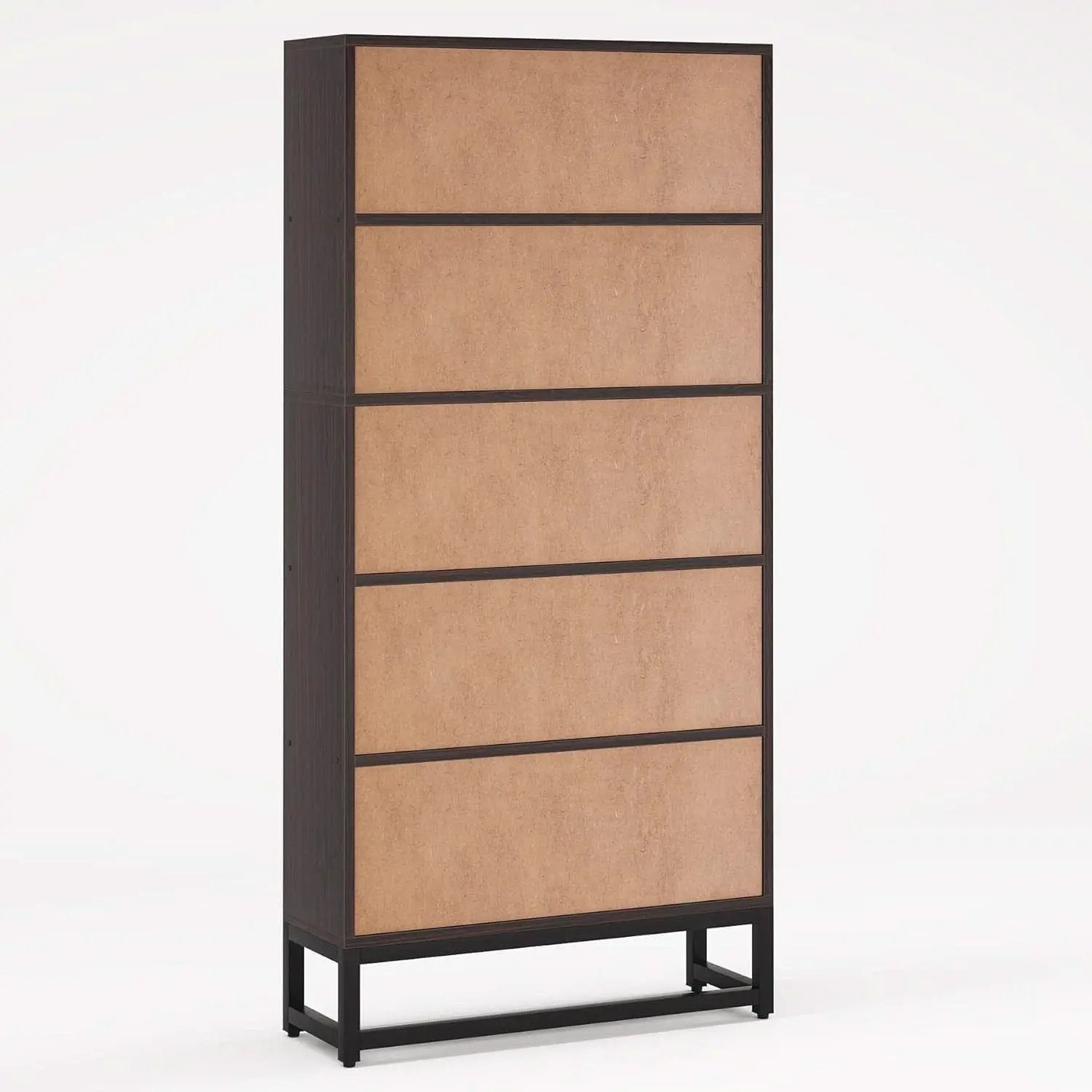Tall Bookcase And Bookshelf 70.8 Inch Sandalwood Shelving from PriceLows™