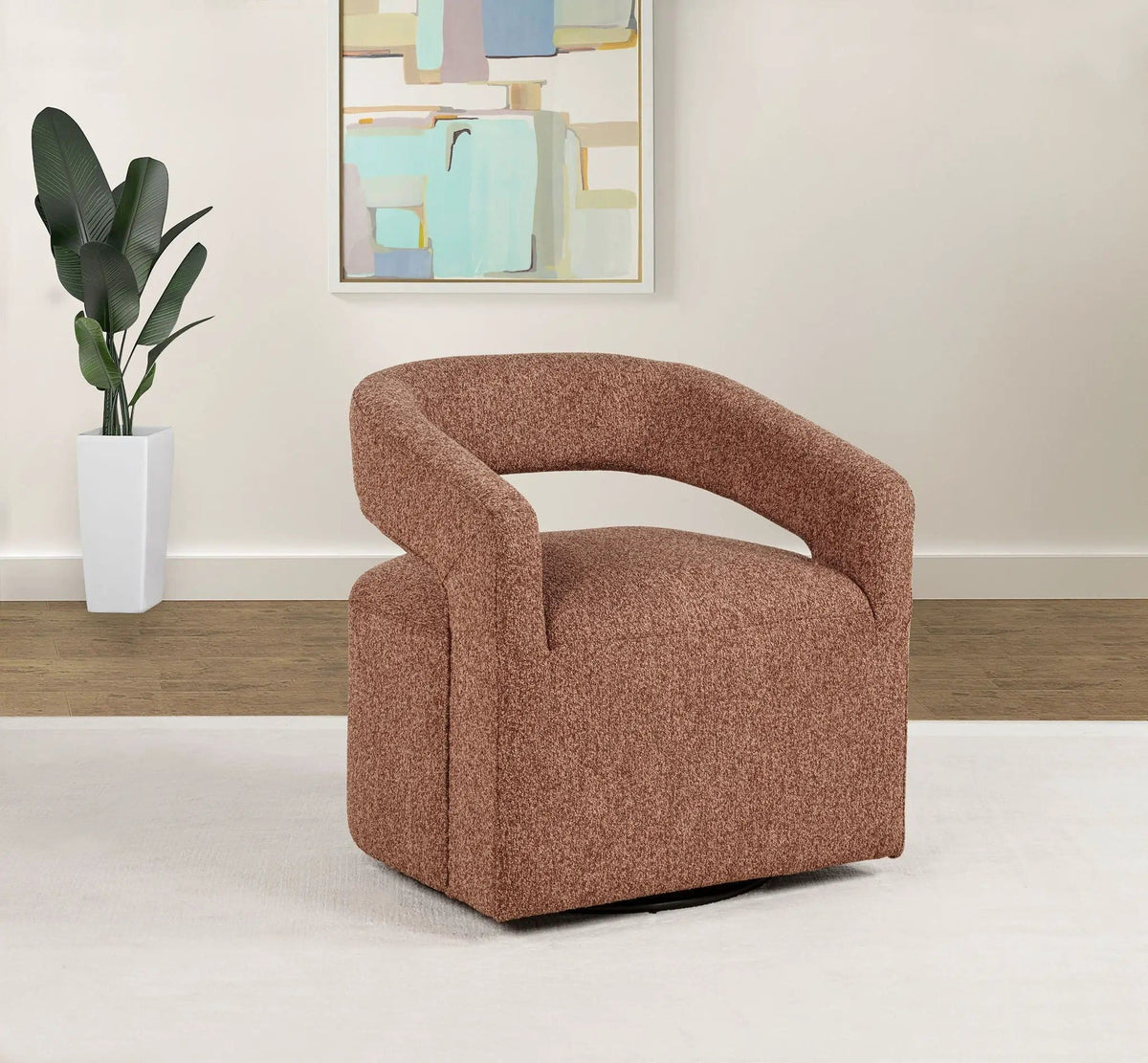 Westhill Boucle Upholstered Swivel Accent Chair Berry | 28.25 x 25 x 29 in | Boucle | Living Room