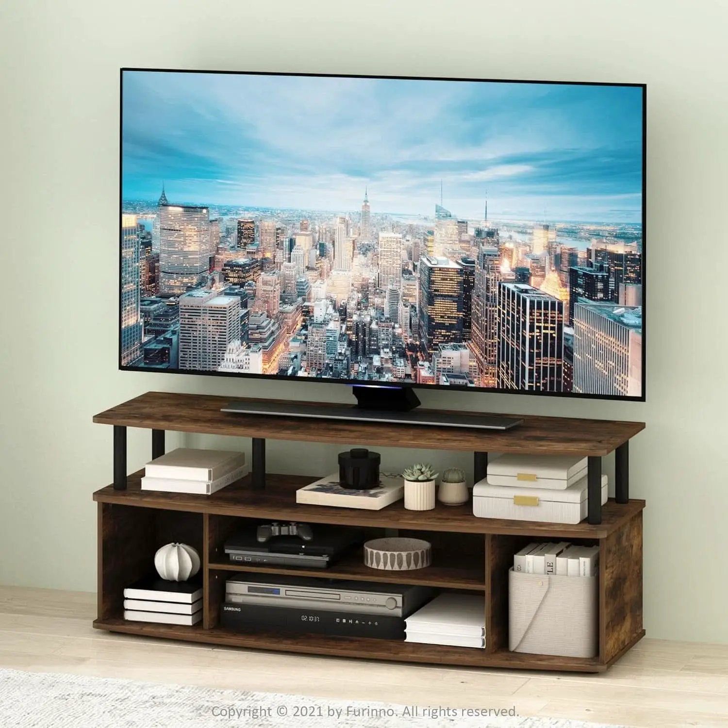Jaya Amber Pine TV Stand for 55 Inch TV with Storage from PriceLows™