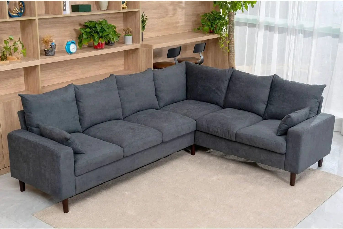 Six Seat Corner Sectional Sofa With Linen Fabric For Living Room from PriceLows™