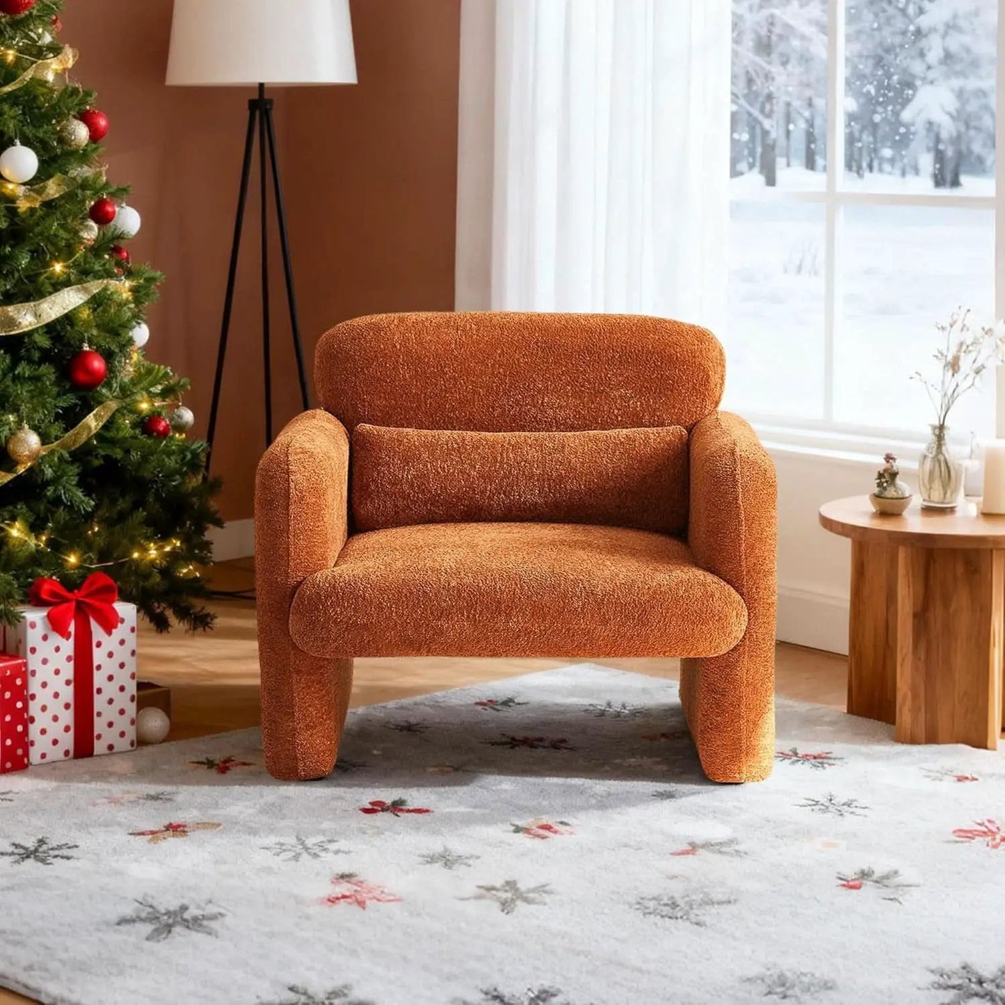 33.86 Inch Sherpa Upholstered Armchair For LivingRoom from PriceLows™